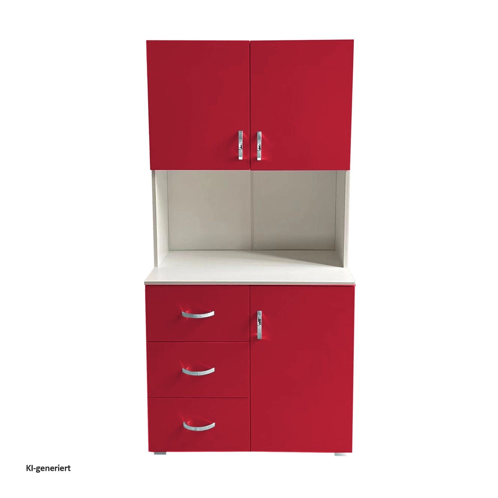 HTI-Living Kinderkleiderschrank Kinderzimmerschrank Rot Weiß (Stück, 1-St., 1 Schrank) Kleiderschrank Bücherregal 6 Regalfächer 3 Schubladen