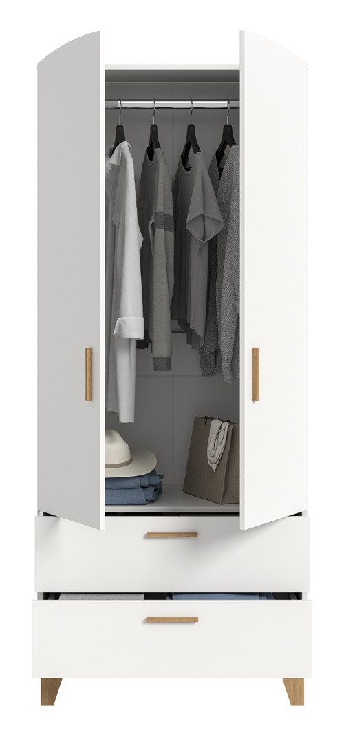 xonox.home Kleiderschrank Garderobenschrank Stella, weiß / Artisan Eiche 81 cm