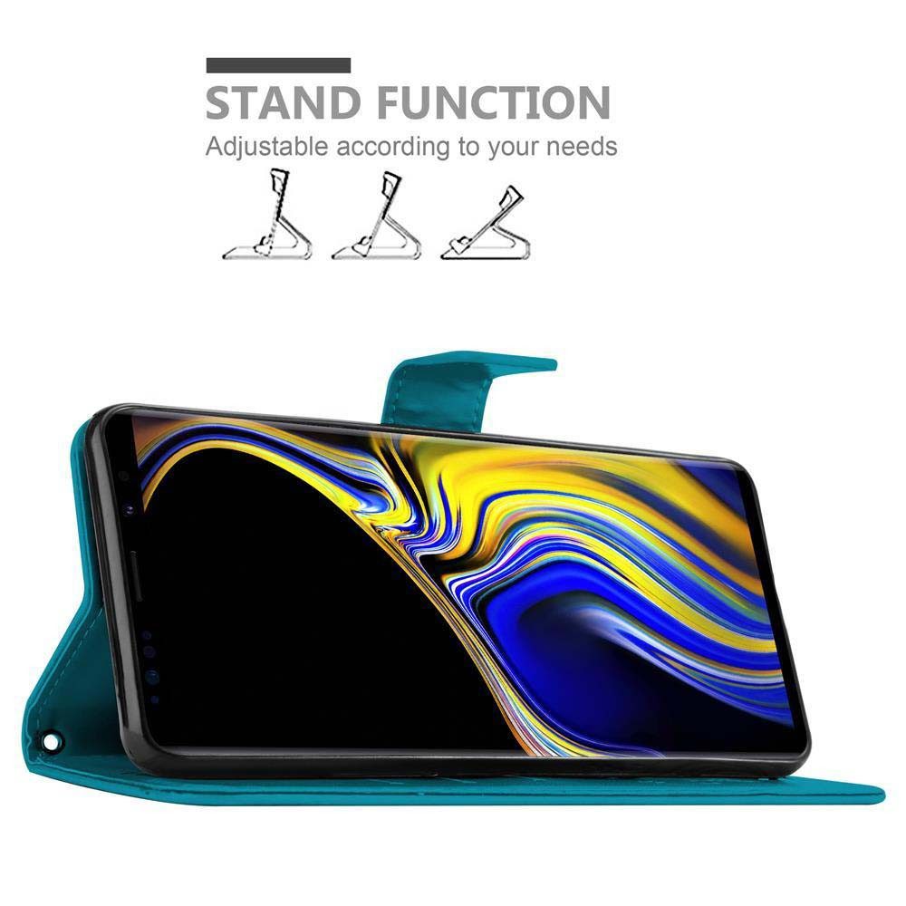 Cadorabo Handyhülle für Samsung Galaxy NOTE 9 Hülle Samsung Galaxy NOTE 9, Hülle Schutzhülle Blumen Flower mit Standfunktion Kartenfach Magnet