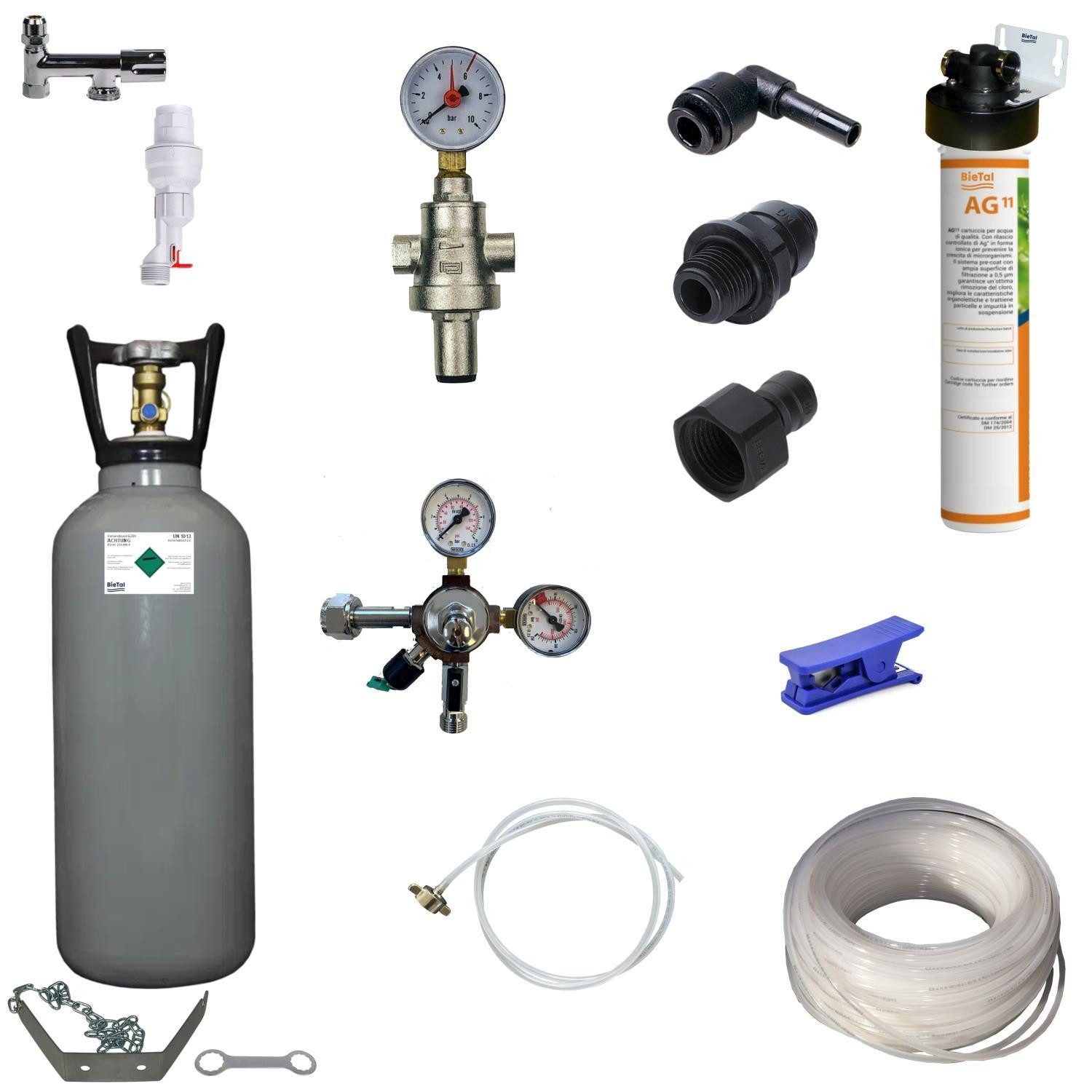 BieTal Wassersprudler Anschlußpaket Sprudel Tafelwassergerät Wassersprudler Kunstoffschlauch, (73-tlg)