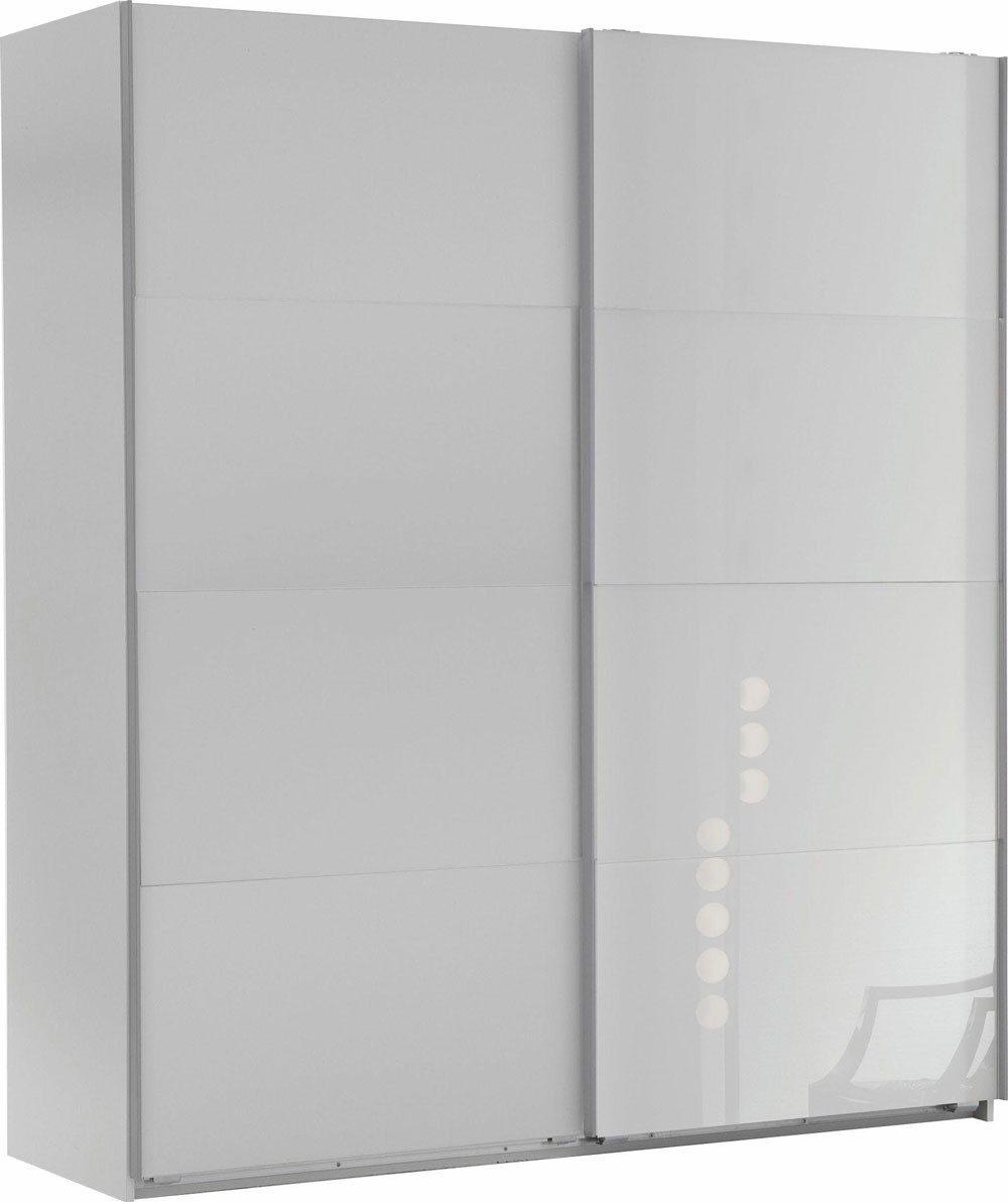 Wimex Schwebetürenschrank Easy Plus (2 Türen, mit Kleiderstangen, mit Einlegeböden, 1-St., moderne Optik, 2-türig) 2-türig 135x65x210cm weiß Weißglas