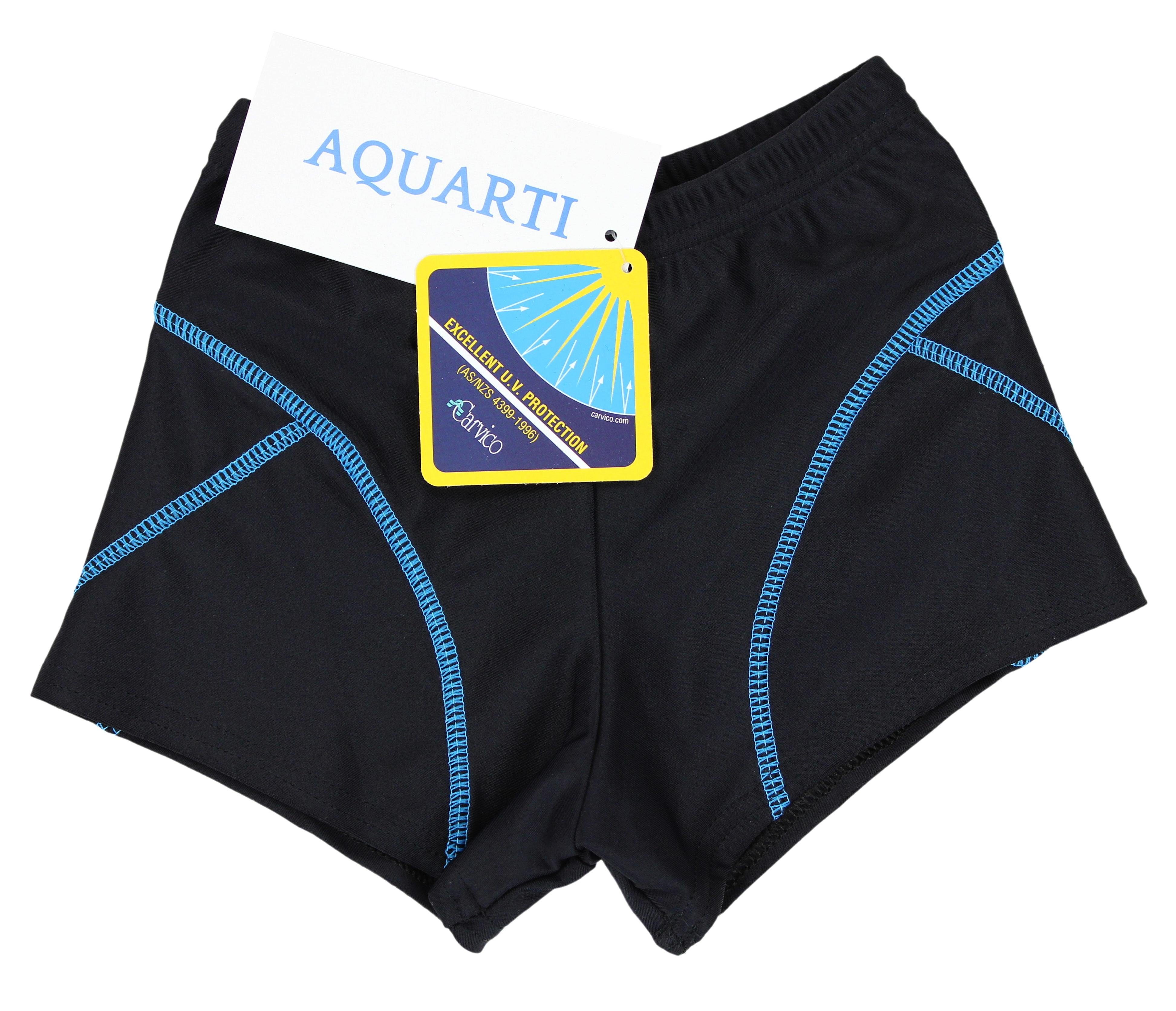 Aquarti Aquarti Türkis Nähte Badehose Jungen kontrastfarbene Schwimmhose / Schwarz Badehose
