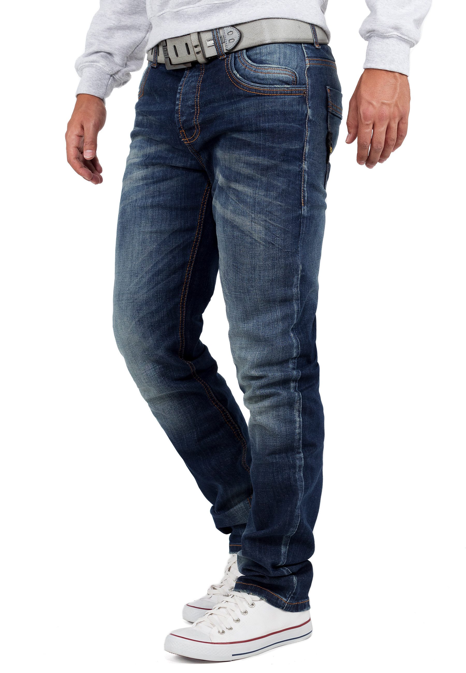 Cipo & Baxx 5-Pocket-Jeans Herren Regular Fit Jeans Stonewashed BA-CD186A (1-tlg) mit lässiger Stonewashed Waschung