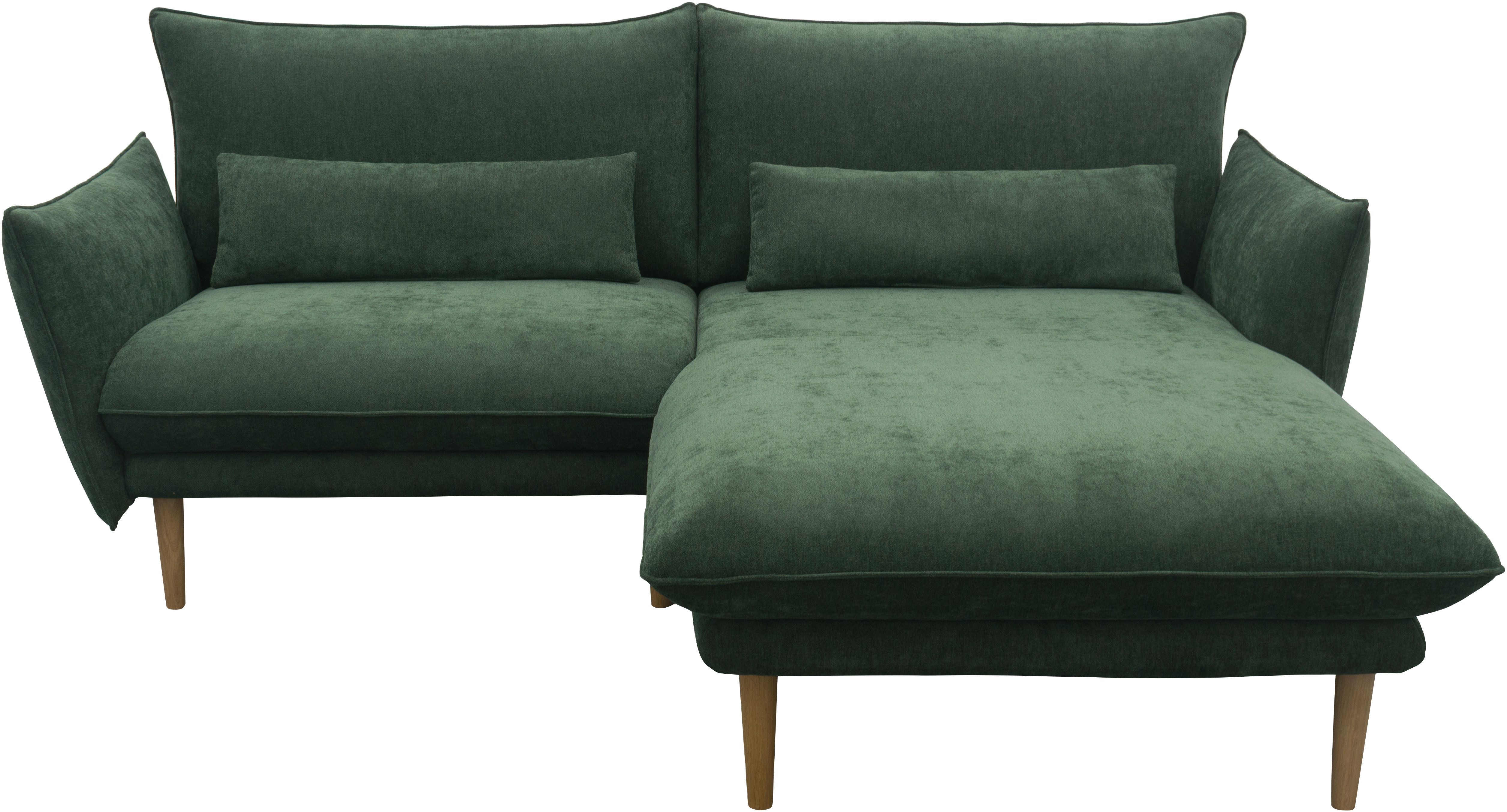 DOMO collection Ecksofa Leuven kompakte Stellmaße, Breite 200 cm, schmale Armlehnen, L-Form, angenehm feste Polsterung, bodenfrei, 19 cm hohe Holzfüße