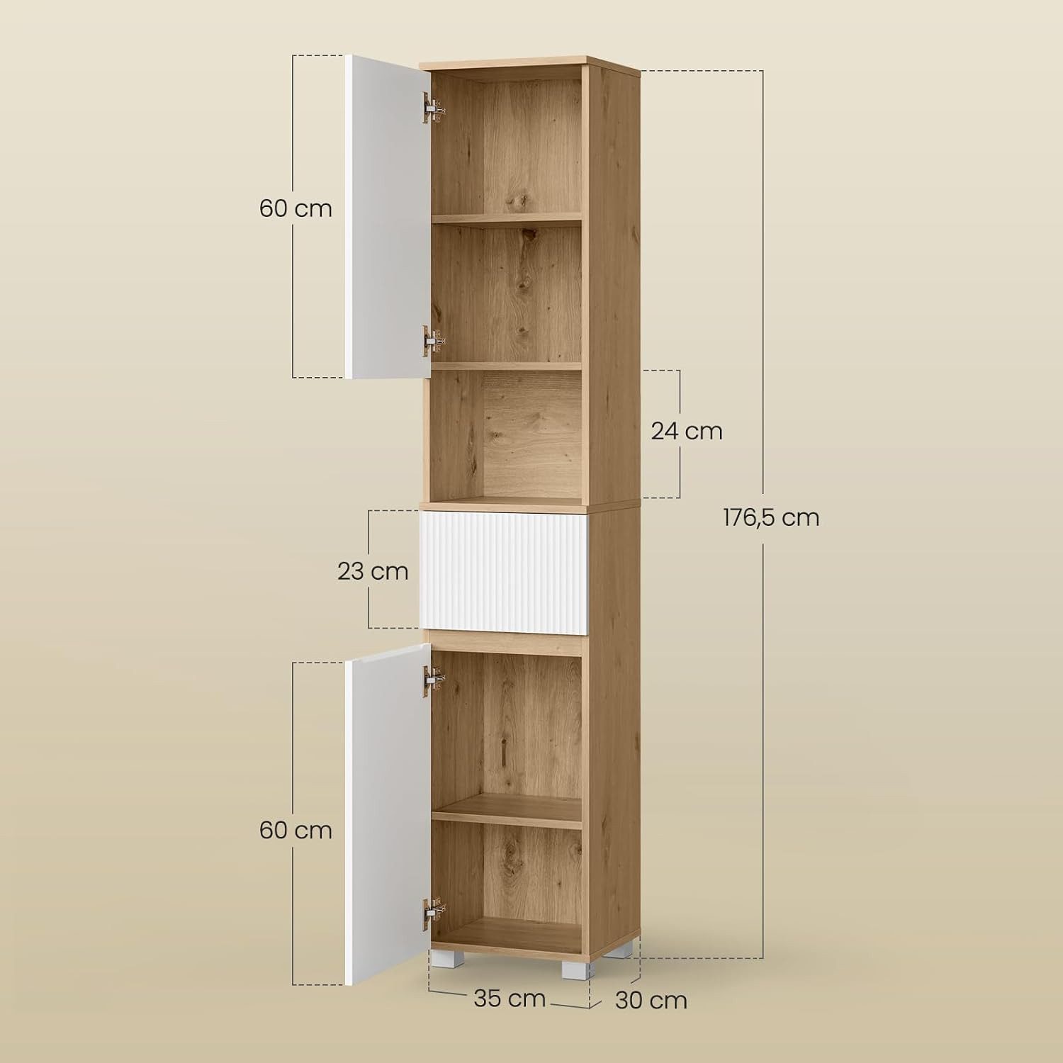EUGAD Badkommode (1 St), Hochschrank schmal, mit 1 offenem Fach, 1 Schublade