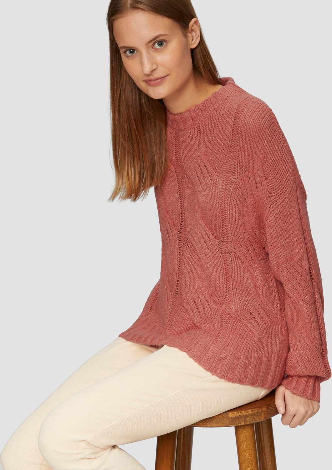 s.Oliver Strickpullover Casual (1-tlg) Strick, Zopfmuster, langarm, Rundhal günstig online kaufen
