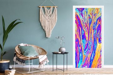 MuchoWow Türtapete Kunst - Farben - Psychedelisch, Matt, bedruckt, (1 St), Fototapete für Tür, Türaufkleber, 75x205 cm