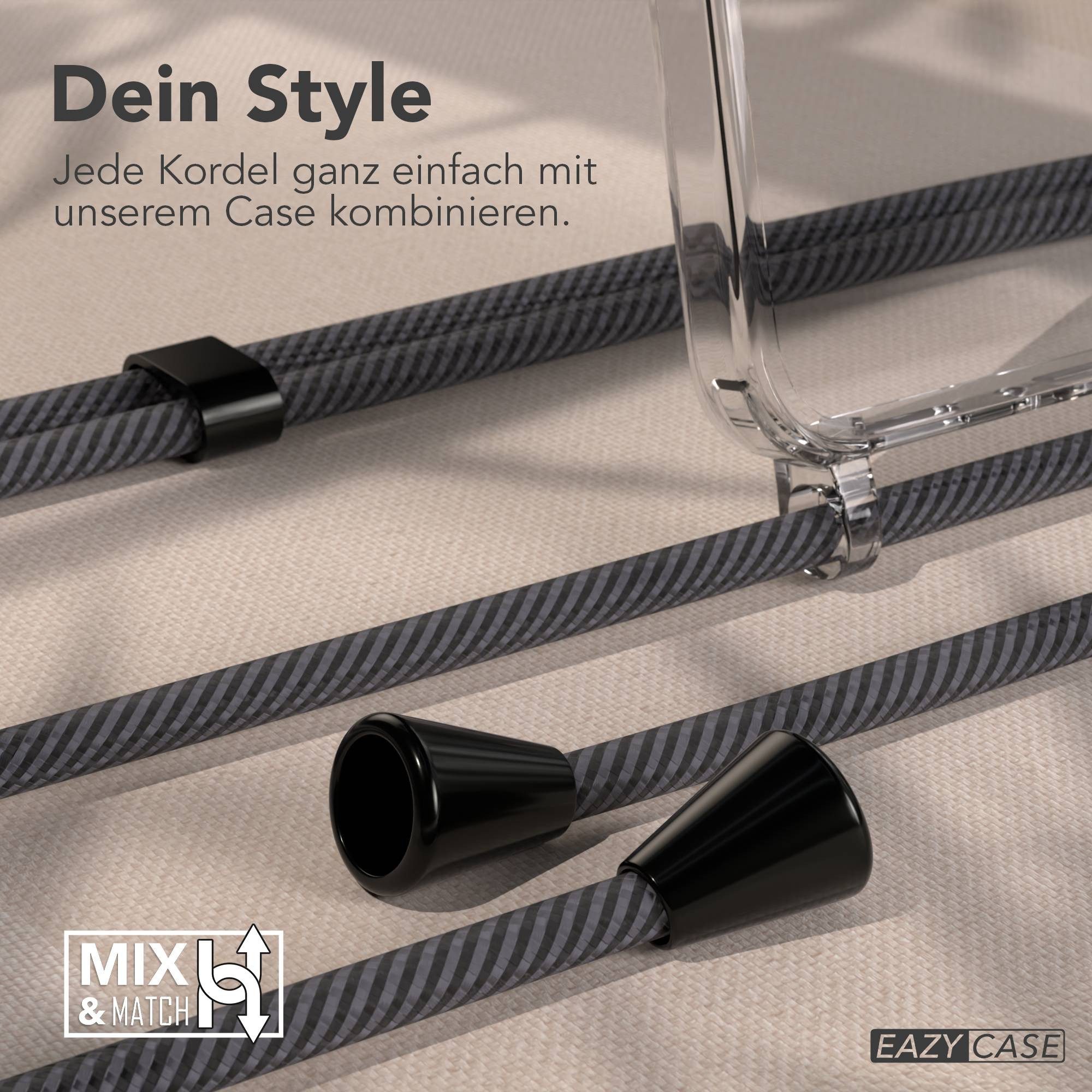 EAZY CASE Handykette Hülle mit Kette für Samsung Galaxy A56 6,7 Zoll, Handykette zum Umhängen Hülle mit Kordel Rundes Band Grau Schwarz – Bild 4 von 5