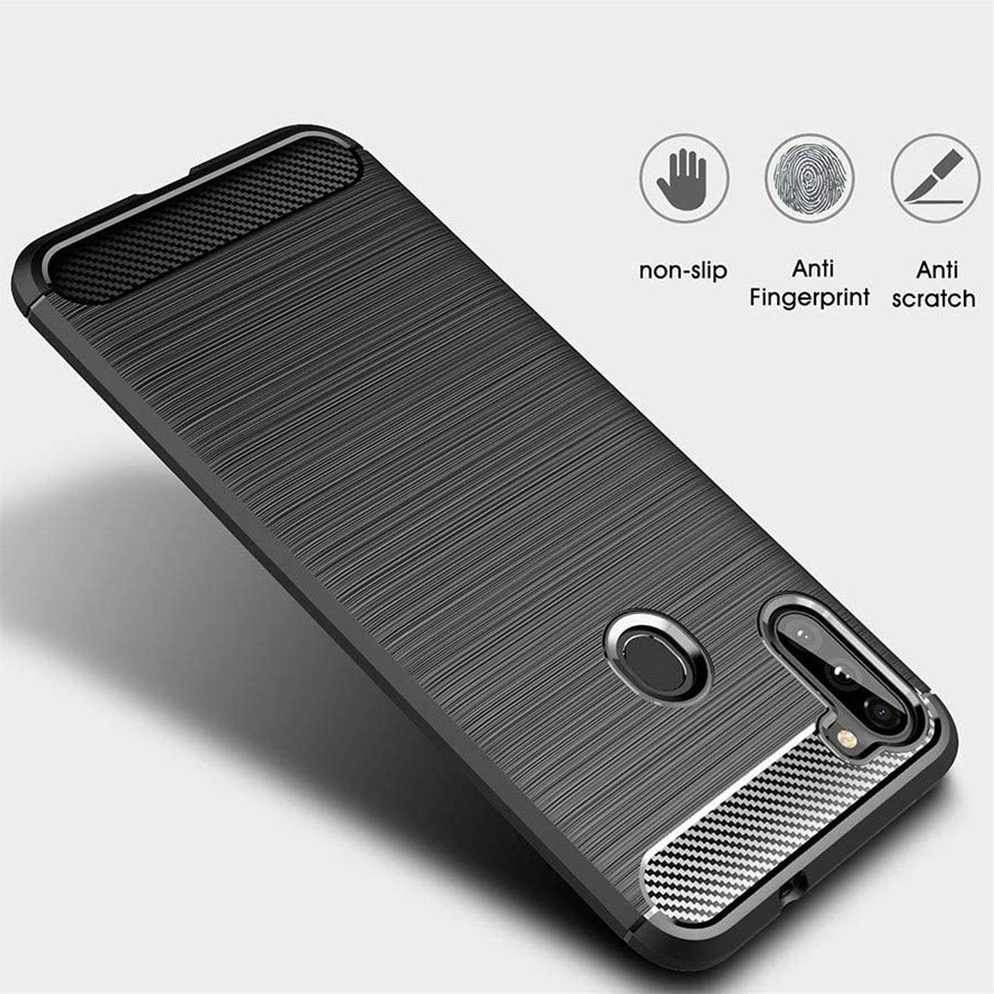 CoolGadget Handyhülle Carbon Handy Hülle für Samsung Galaxy M11 6,4 Zoll, robuste Telefonhülle Case Schutzhülle für Samsung M11 Hülle