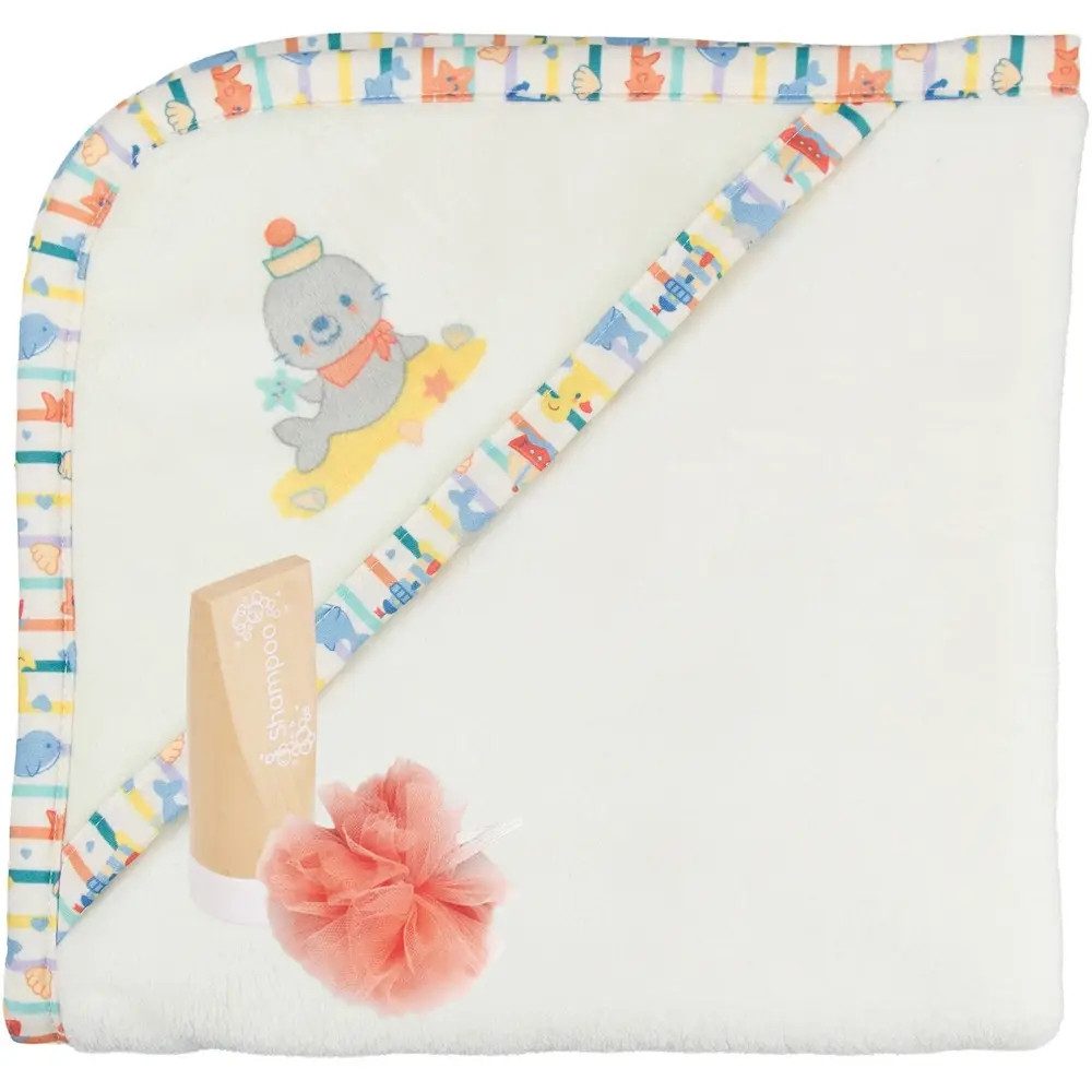 Heless Puppenkleidung Puppen-Bade-Set ''Ahoi'' mit Kaputzenbadetuch aus Flauschmaterial mit