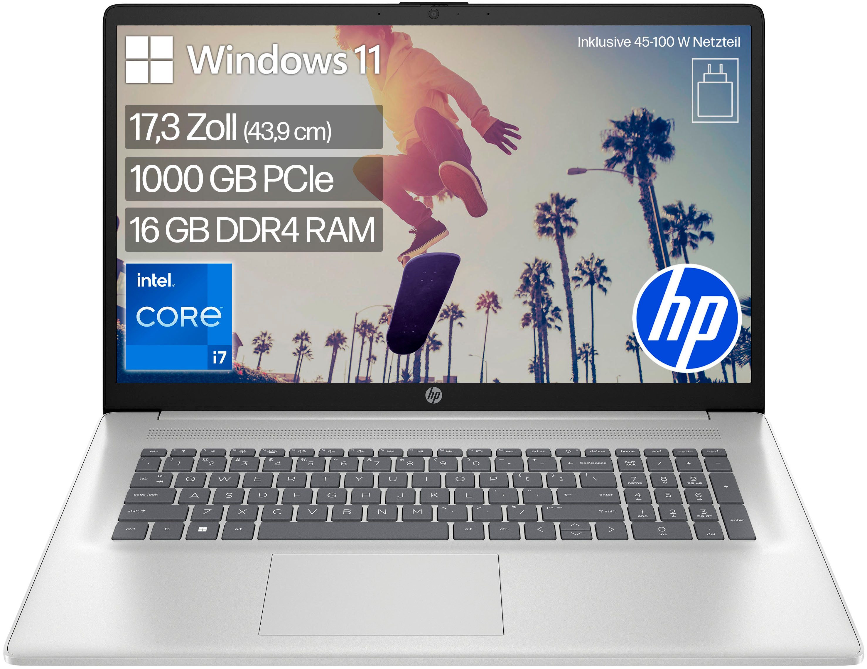 HP 17-cn3676ng Notebook (43,9 cm/17,3 Zoll, Intel Core i7 1355U, Iris Xe Graphics, 16 GB, 1000 GB SSD)
