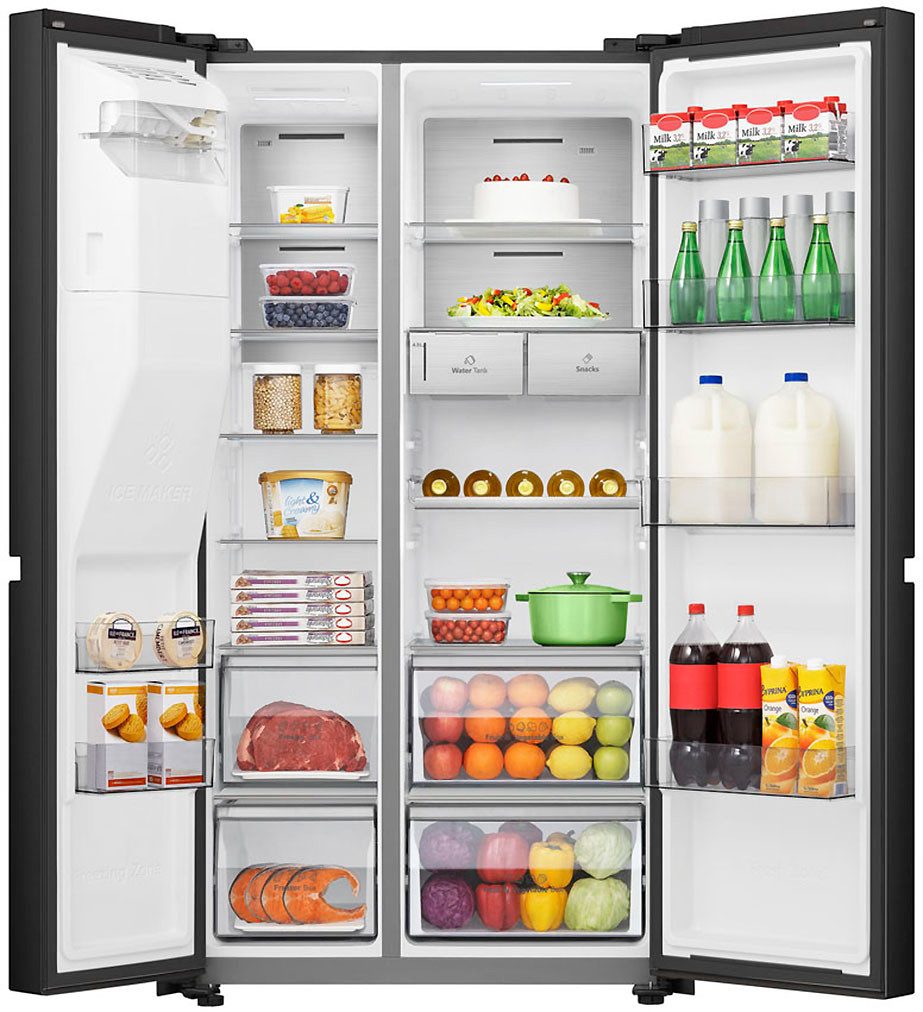 Hisense Side-by-Side RS818N4TFC, 179 cm hoch, 91 cm breit, MetalCooling, No Frost Plus, mit Wassertank, Wifi