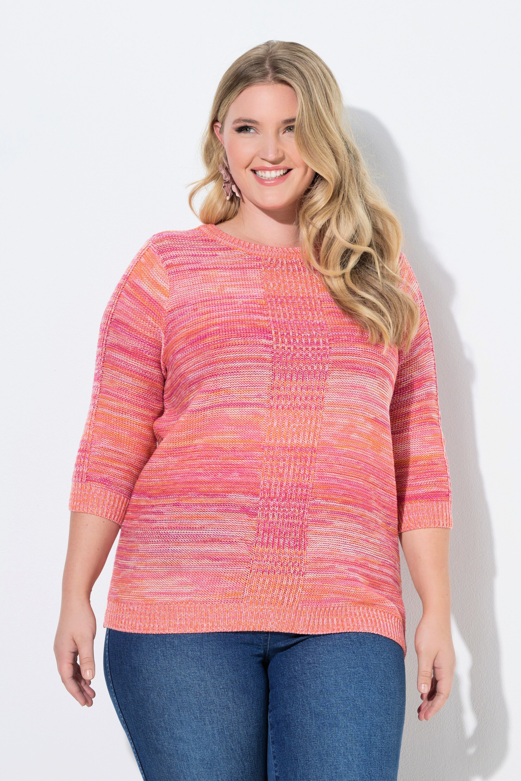 MIAMODA Strickpullover Pullover bequeme Passform Melange-Linksstrick