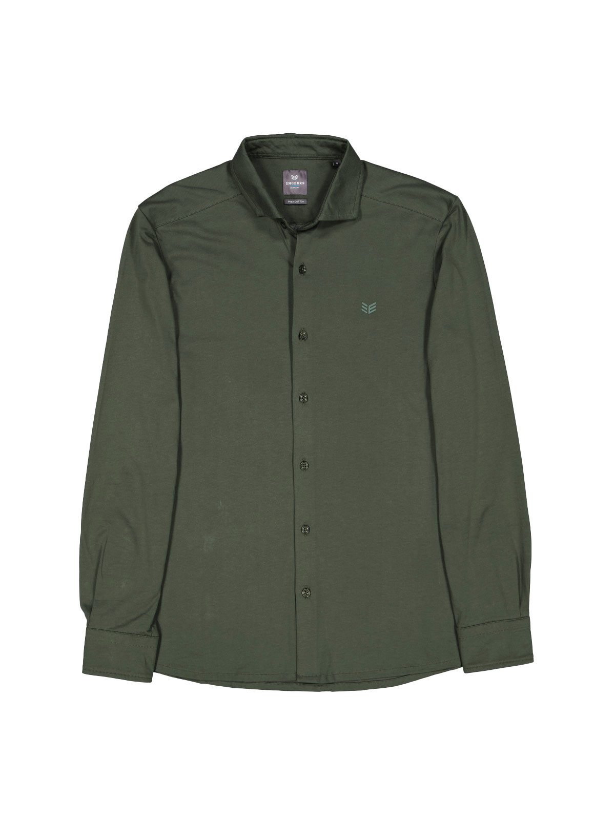 Langarm-Poloshirt Herren Langarm-Hemd aus Baumwolle, Dunkelgruen