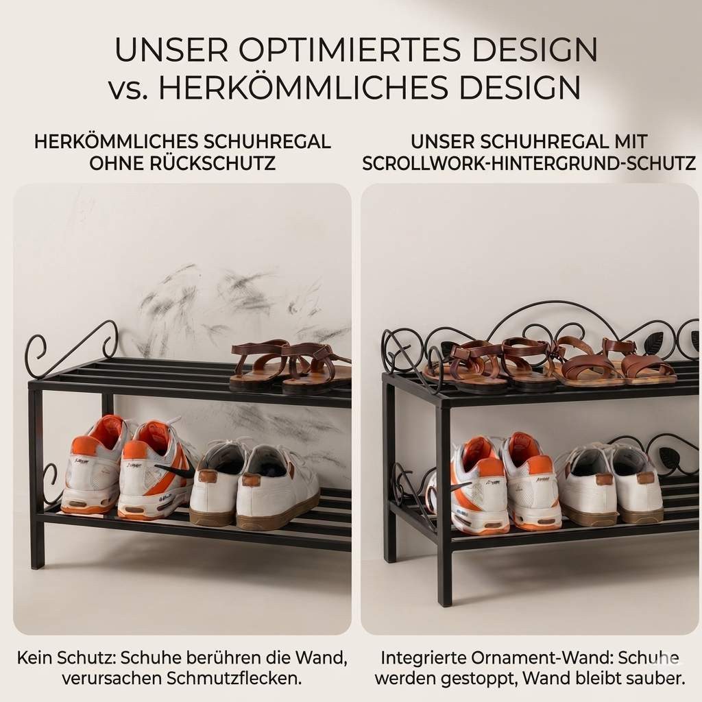 DanDiBo Schuhregal Mi-2 Regal 92 cm Schuhschrank 21236 Schuhablage Metall Schmiedeeisen, Schuhregal