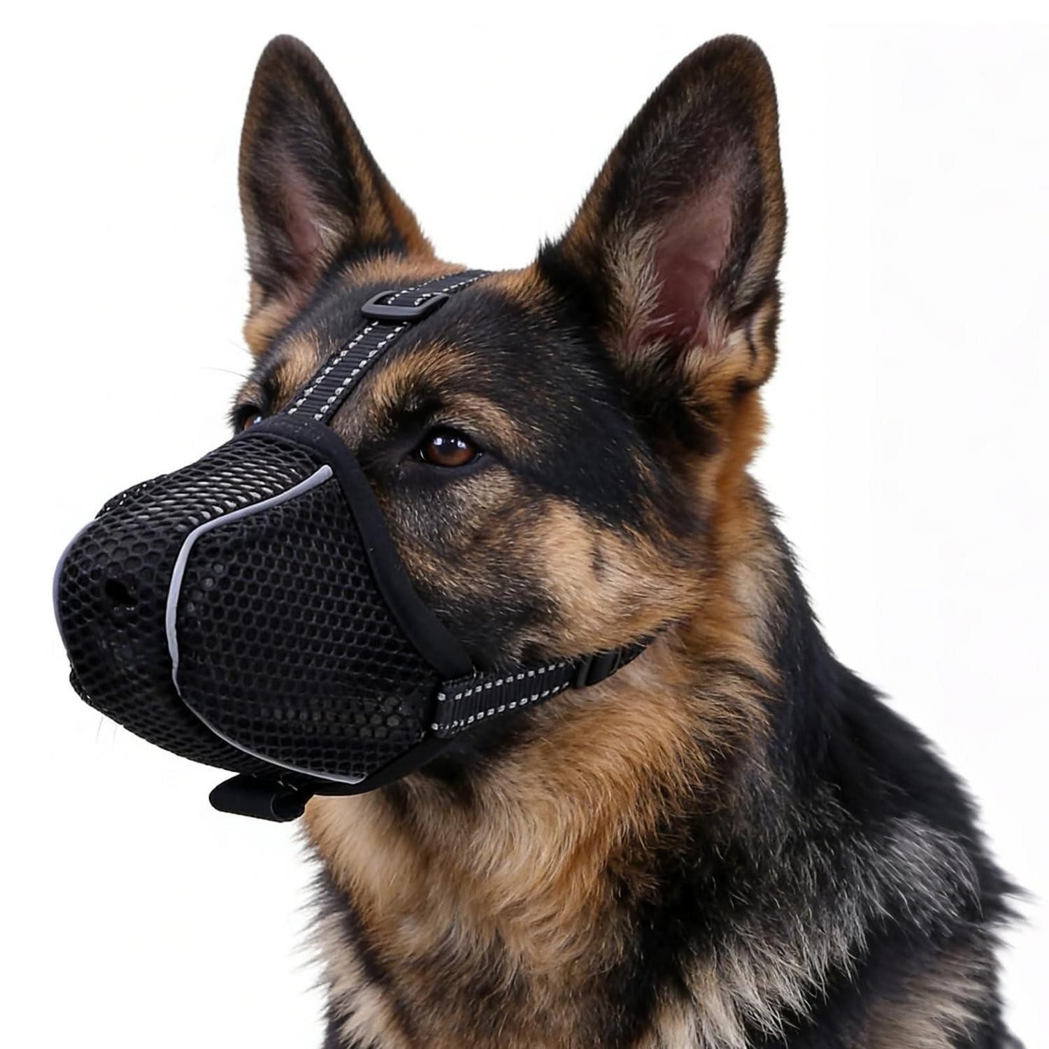LuxusKollektion Maulkorb Hundemaulkorb atmungsaktiv reflektierend XL Schwarz, Textil