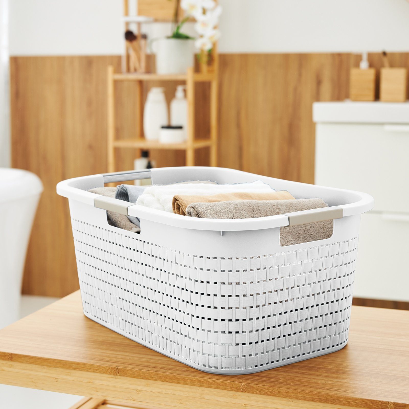 ROTHO Wäschekorb Wäschebox 40L COUNTRY, ergonomische Wäschebehälter mit Gri günstig online kaufen