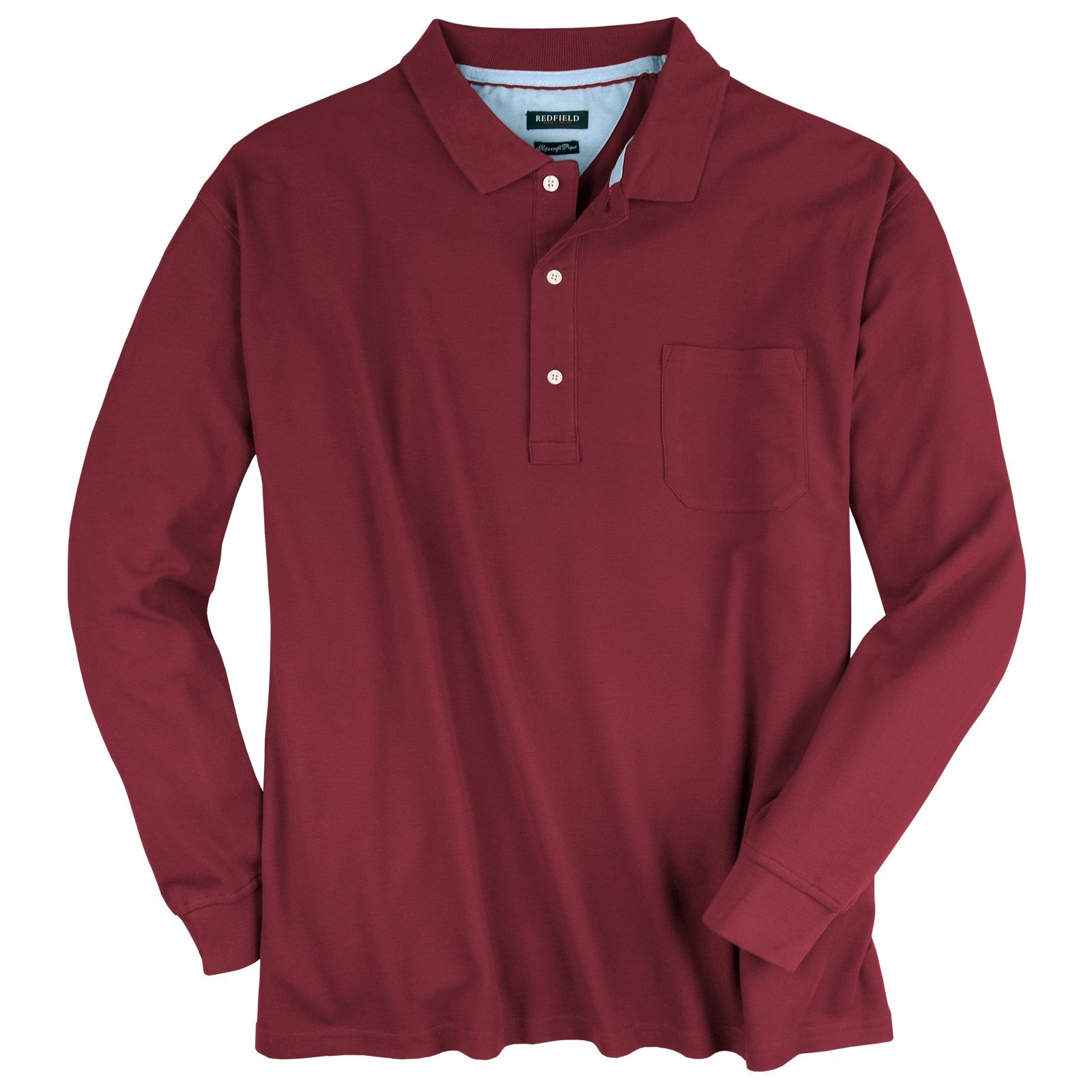 redfield Langarm-Poloshirt Große Größen Herren Langarm-Poloshirt weinrot Redfield Harry