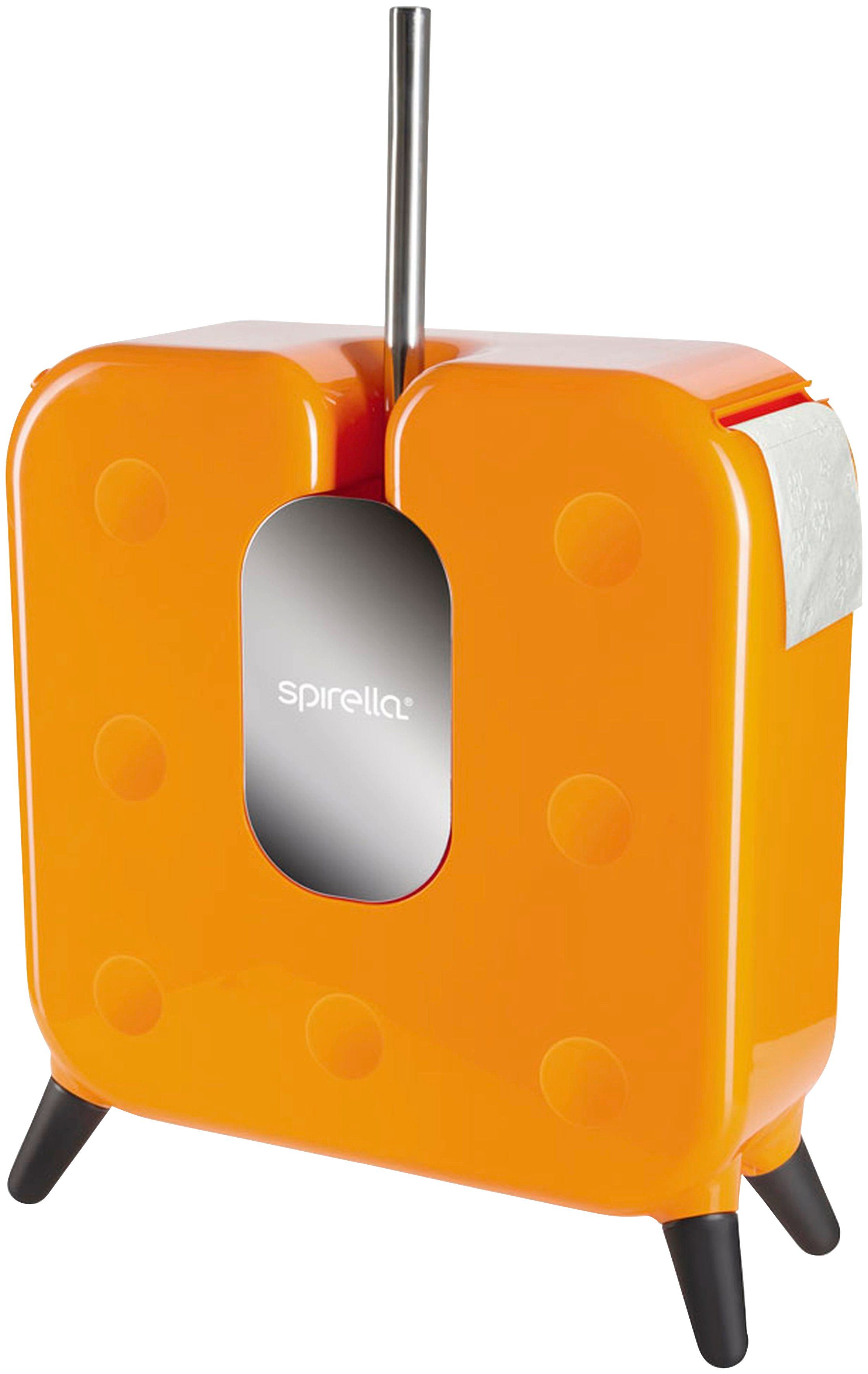 spirella WC-Garnitur CUBE, WC-Bürste und Toilettenpapierhalter 2 in 1,  orange