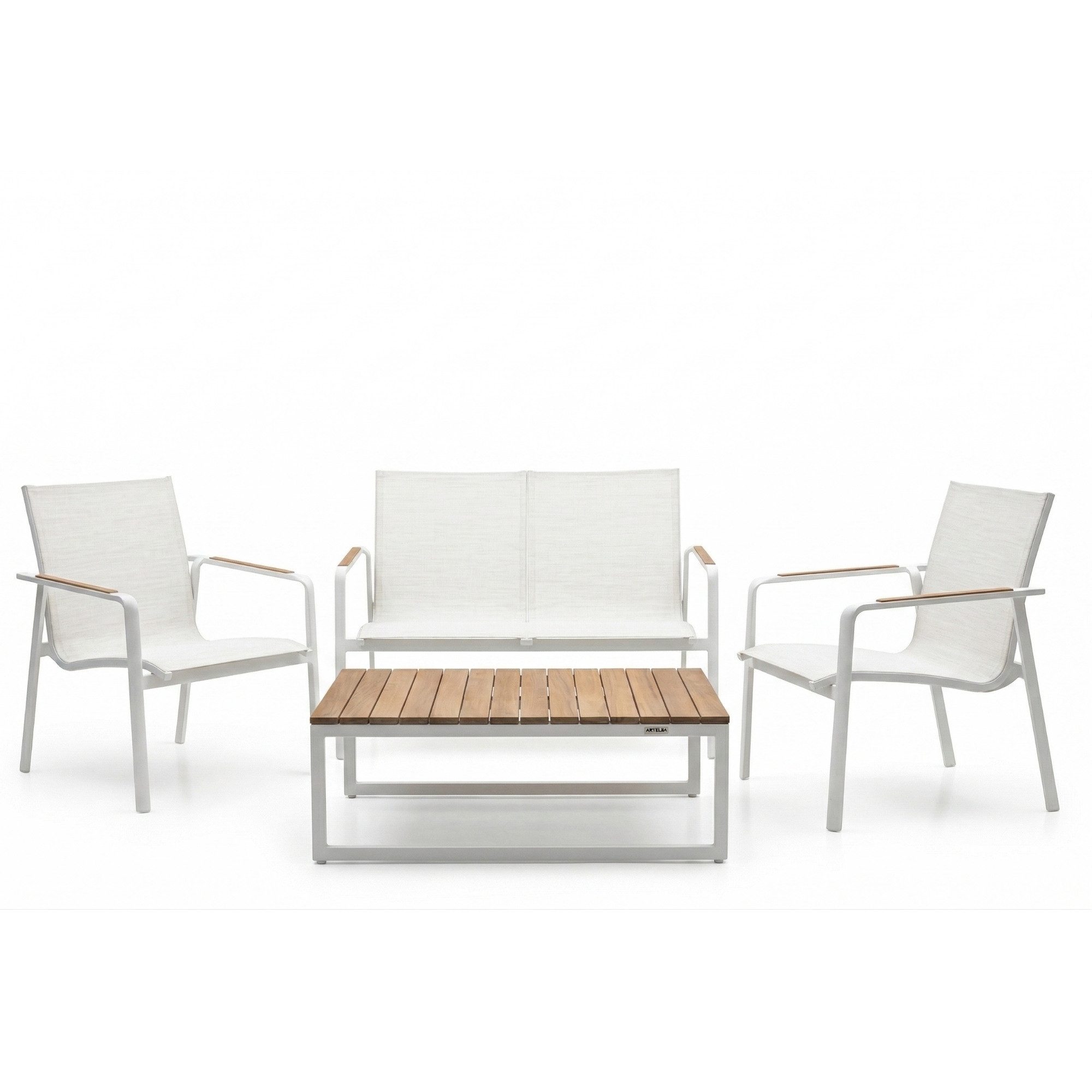 KETTLER Garten-Essgruppe Kettler Lounge Set Diamond 2 Sessel 1 Bank 1 Loungetisch Weiß