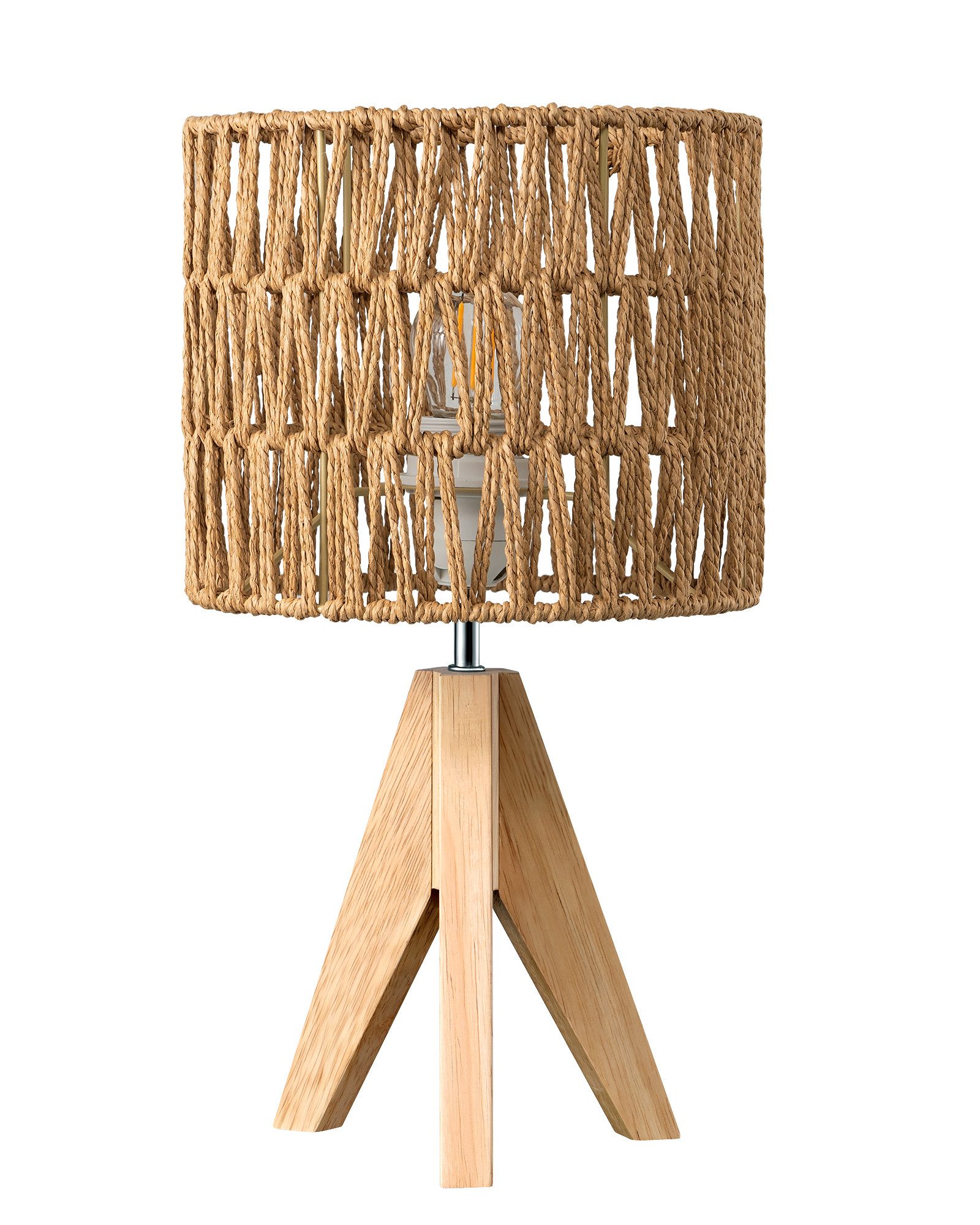 EDISHINE LED Nachttischlampe mit Seil-Lampenschirm, LED wechselbar, Warmwei günstig online kaufen