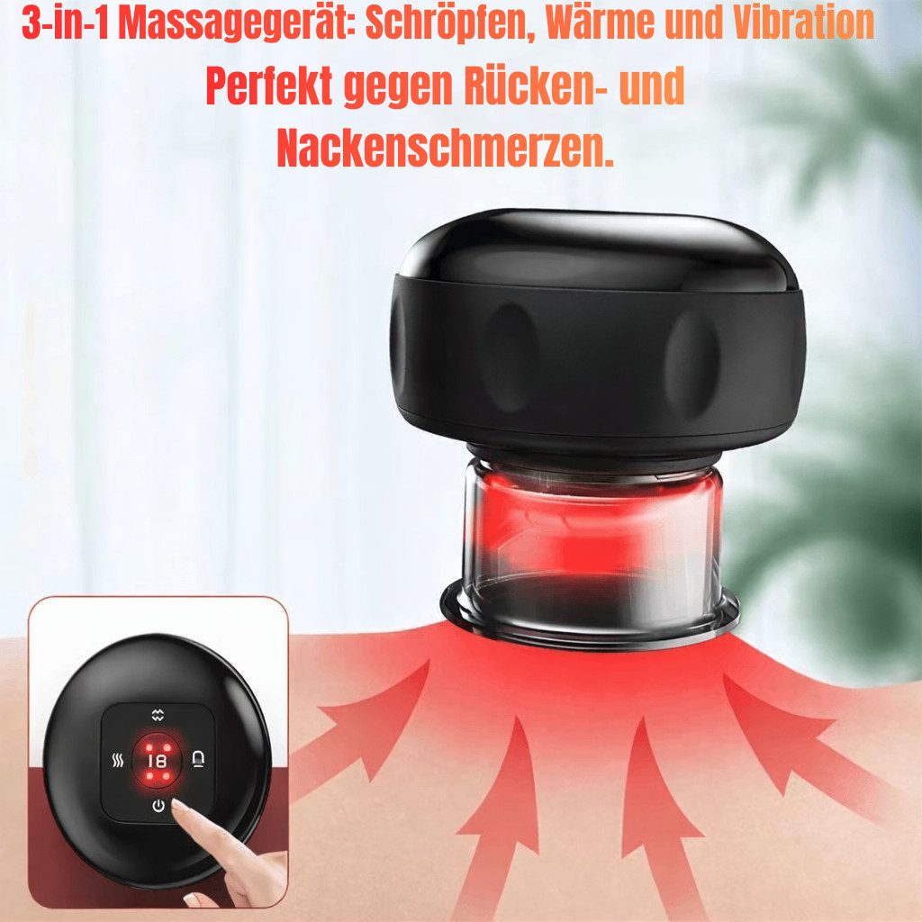 Goldstern-Tech Massagegerät Elektrisches Schröpftherapie-Set mit 12 Stufen, Smart Dynamic Suction 3-in-1-Vakuumtherapiegerät, 3-in-1 Wellnessgerät: Schröpfen, Wärme & Rotlicht, Innovative Schröpfmassage mit Wärme & Rotlichtfunktion