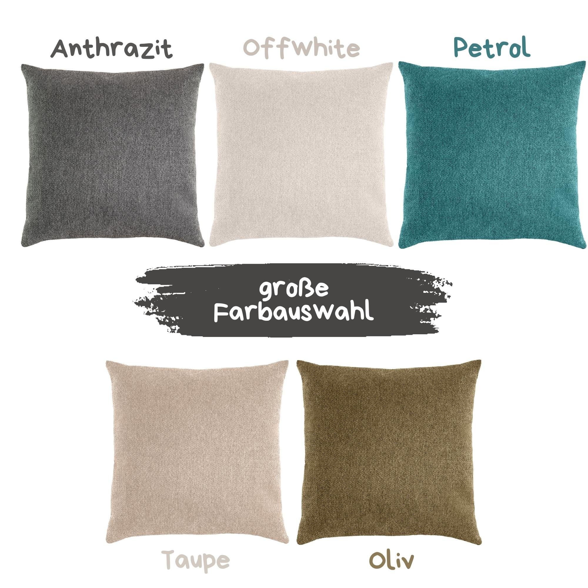 Sofakissen, mit Möbelstoff-Textur, einfarbig Comora, Anthrazit/Grau 50x50cm, Dekokissen REALLaxx Füllung,