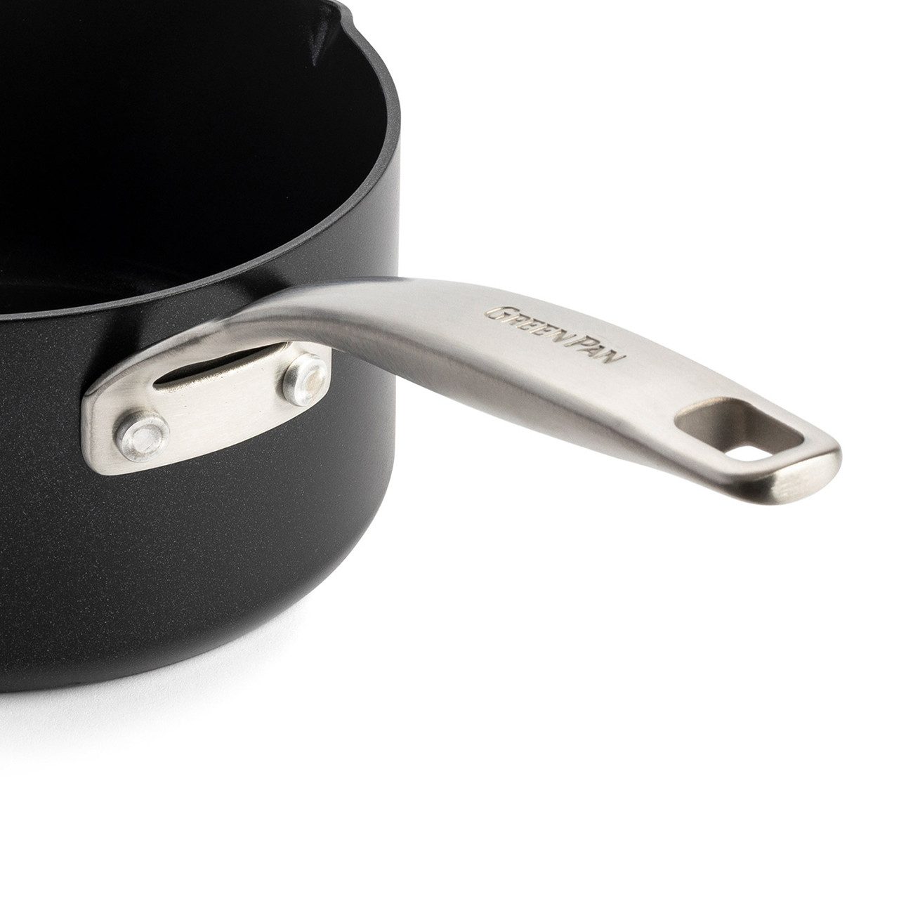 GREENPAN Kasserolle Copenhagen Stielkasserolle schwarz 16 cm spülmaschinengeeignet 1.6 L, Aluminium, Stielkasserolle 16cm, Hervorragende Antihaft-Leistung
