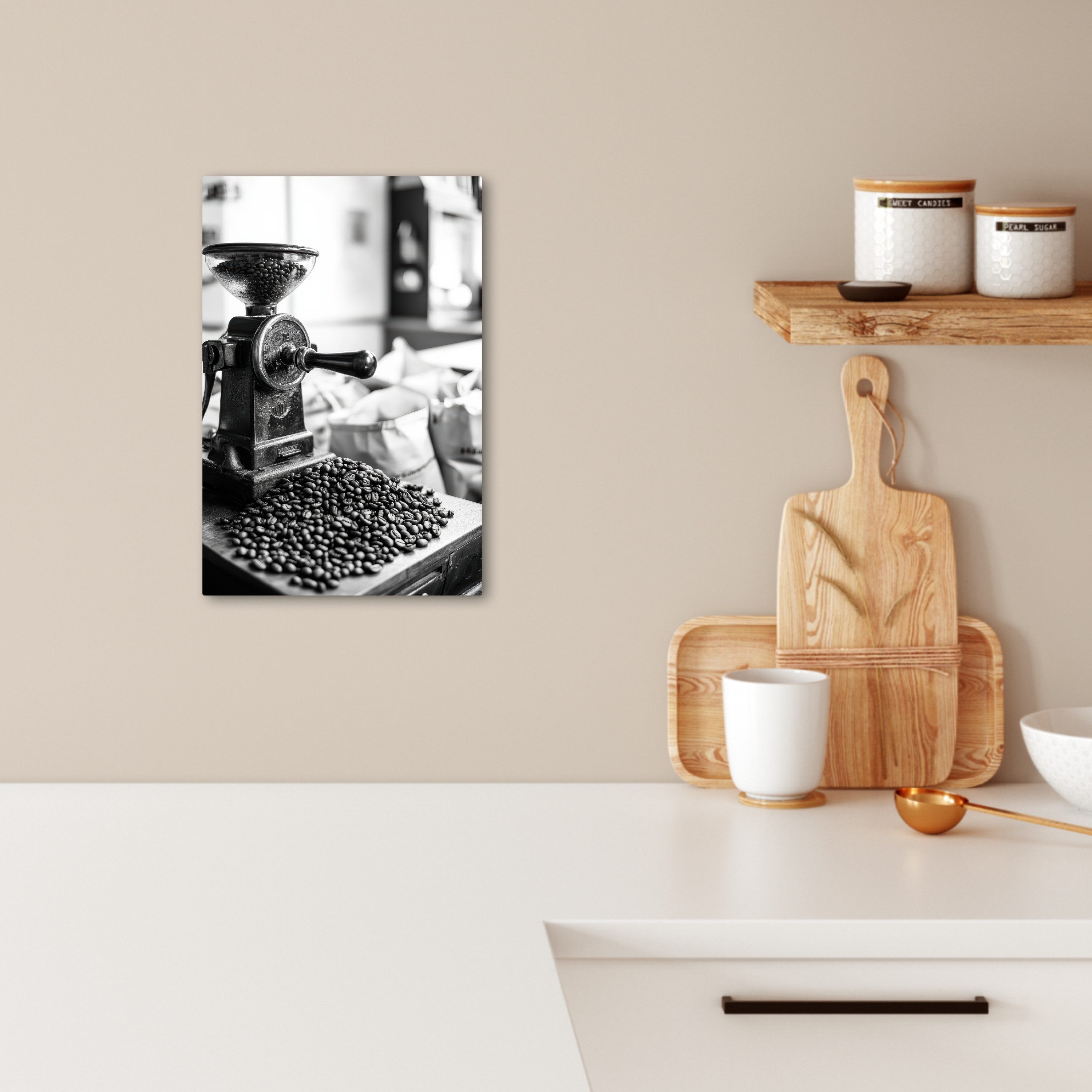 OneMillionCanvasses® Leinwandbild Kaffeemühle - Gemahlen - Vintage - Küche, Fotodruck (1 St), Wandbilder für Esszimmer, Wanddeko Bilder Küche 20x30 cm – Bild 2 von 3