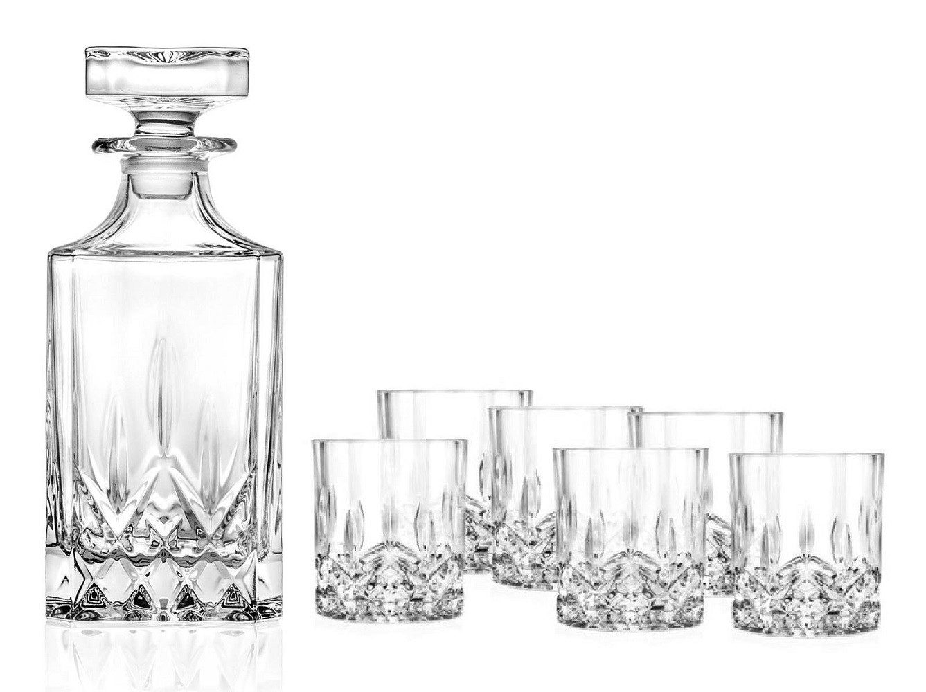 RCR Gläser-Set RCR Opera Whisky Bottle + Whiksy 6er, Glas