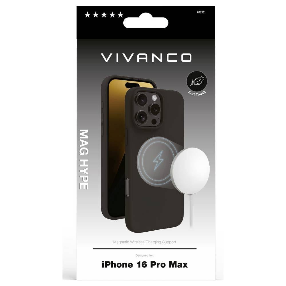 Vivanco Handyhülle Cover für iPhone 16 Pro Max, Magnetic Wireless, Induktives Laden, Sanddicht, Spritzwasserfest, Staubdicht
