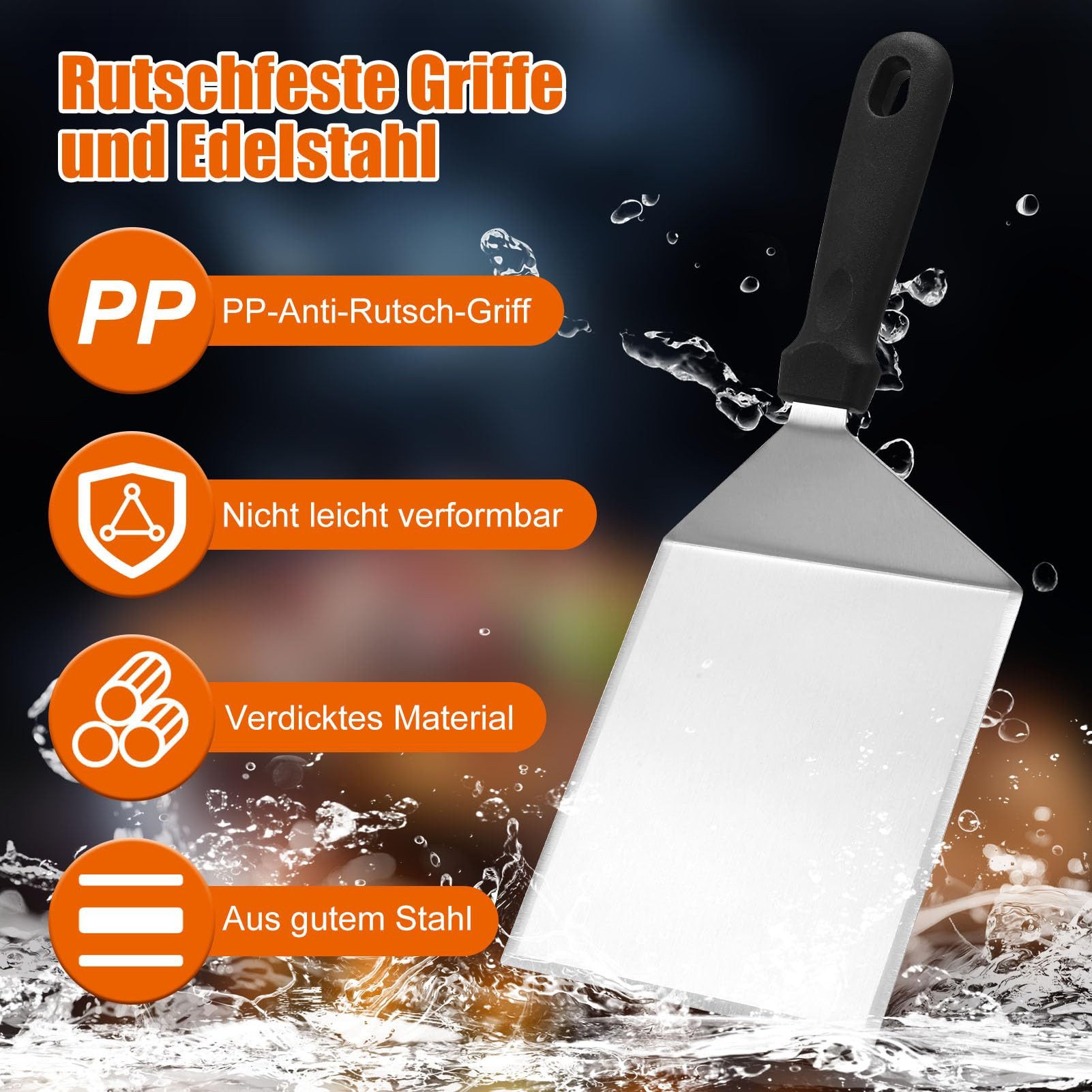 SURFOU Burgerpresse 5,4 Zoll Round Burger Smasher Set mit Grillspachtel – Plancha zubehör (2 St), Edelstahl 304, Einteiliges Design, rostfrei & korrosionsbeständig, spülmaschinenfest