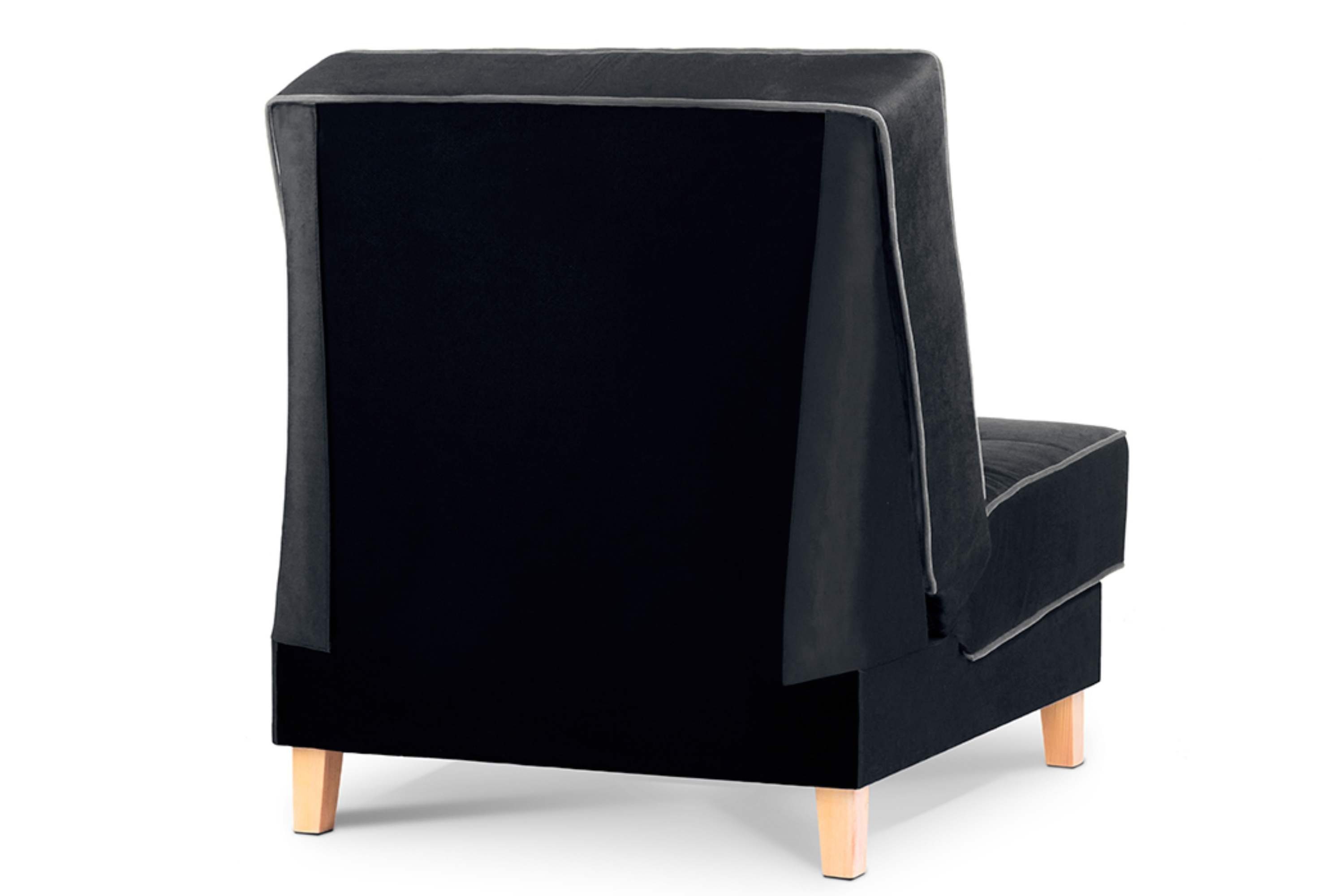 Konsimo Sessel Velours, DOZER Liegefläche:120x80cm schwarz / grau | mit Sessel, schwarz Wellenunterfederung