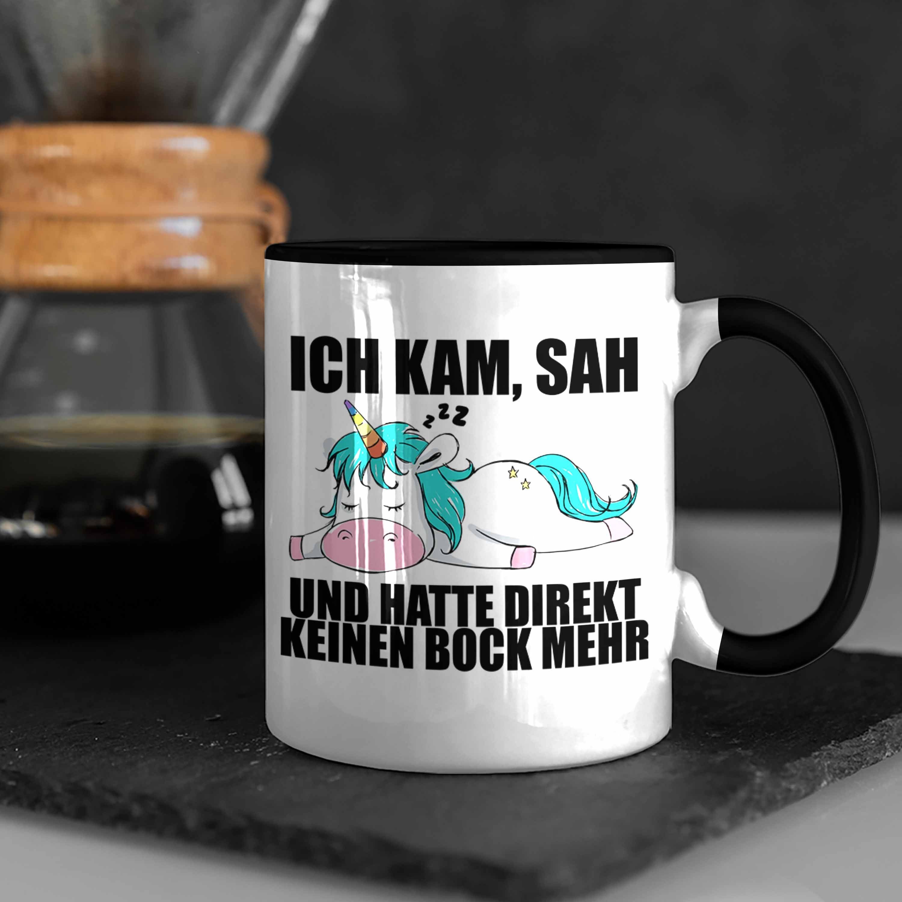 mit Geschenk Schwarz Trendation Tasse - Arbeitskollege Tasse Spruch Kollegin Einhorn Trendation Büro Kaffeetasse