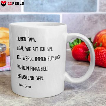 22Feels Tasse Papa Geschenk von Sohn Vatertag Vater Geburtstag Weihnachten Männer, Keramik, Made in Germany, Spülmaschinenfest
