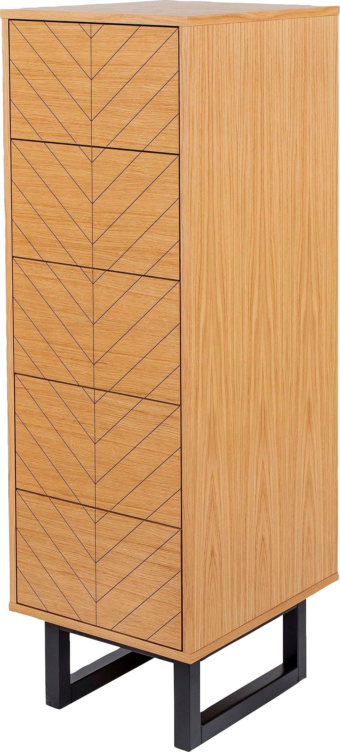 Woodman Hochkommode, im skandinavischen Design, mit besonderem Print, FSC®. Reduzierter Preis € 719,99. Unverbindliche Preisempfehlung € 755,99