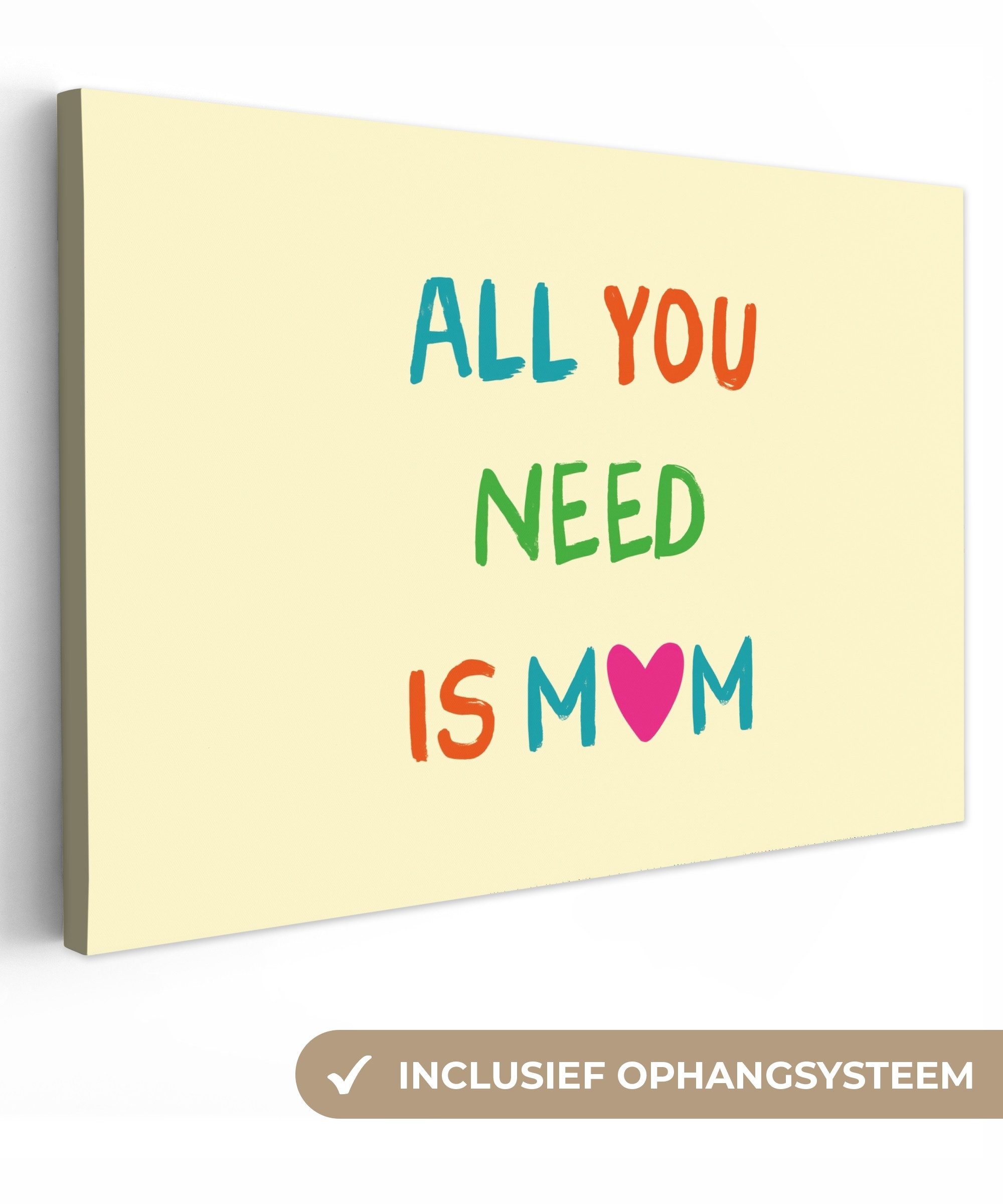 OneMillionCanvasses® Leinwandbild Herz - Mutter - Text - Bunt, Fotodruck (1 St), Leinwandbilder XXL Wohnzimmer, Deko Aesthetic 150x100 cm