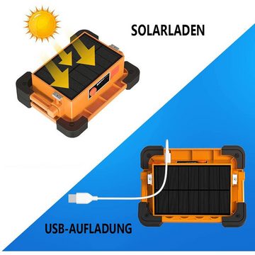 GelldG LED Solarleuchte LED Baustrahler Akku, LED Strahler Arbeitsleuchte