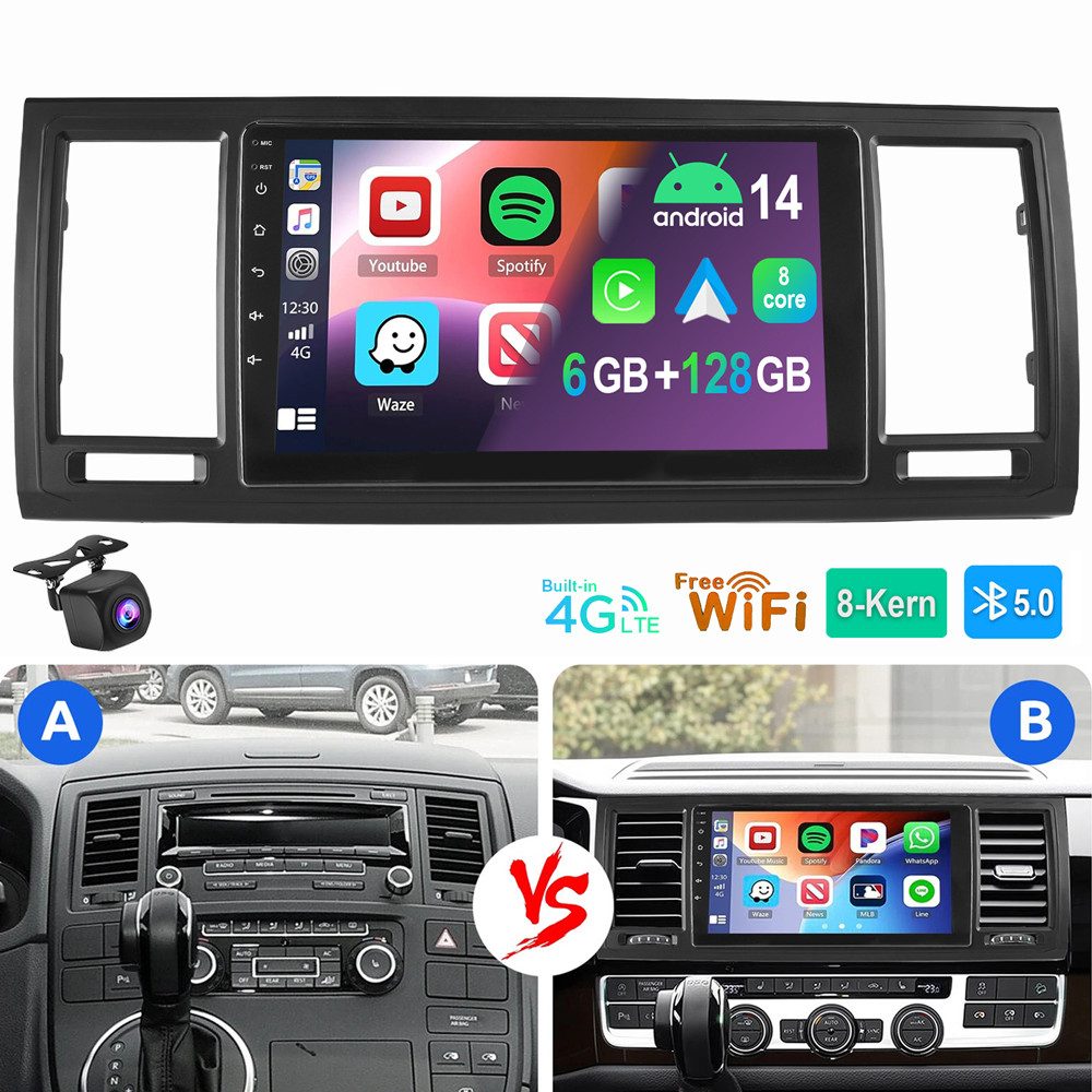 Für VW T6 Transporter Multivan 2016-2019 6+128GB 8-kern Autoradio