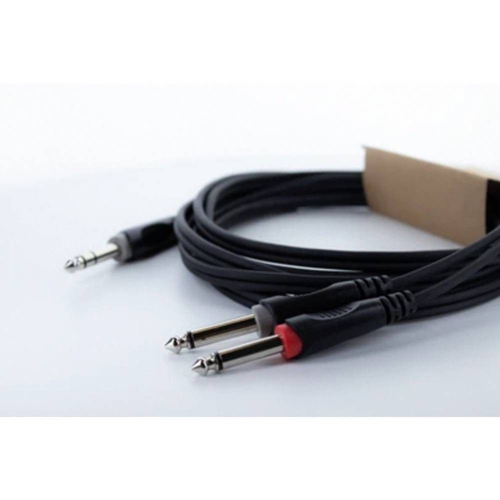 Cordial Y-Adapter Connector 1: Plug 6.3 stereo black/2x Plug 6.3 14878 Audio- & Video-Kabel