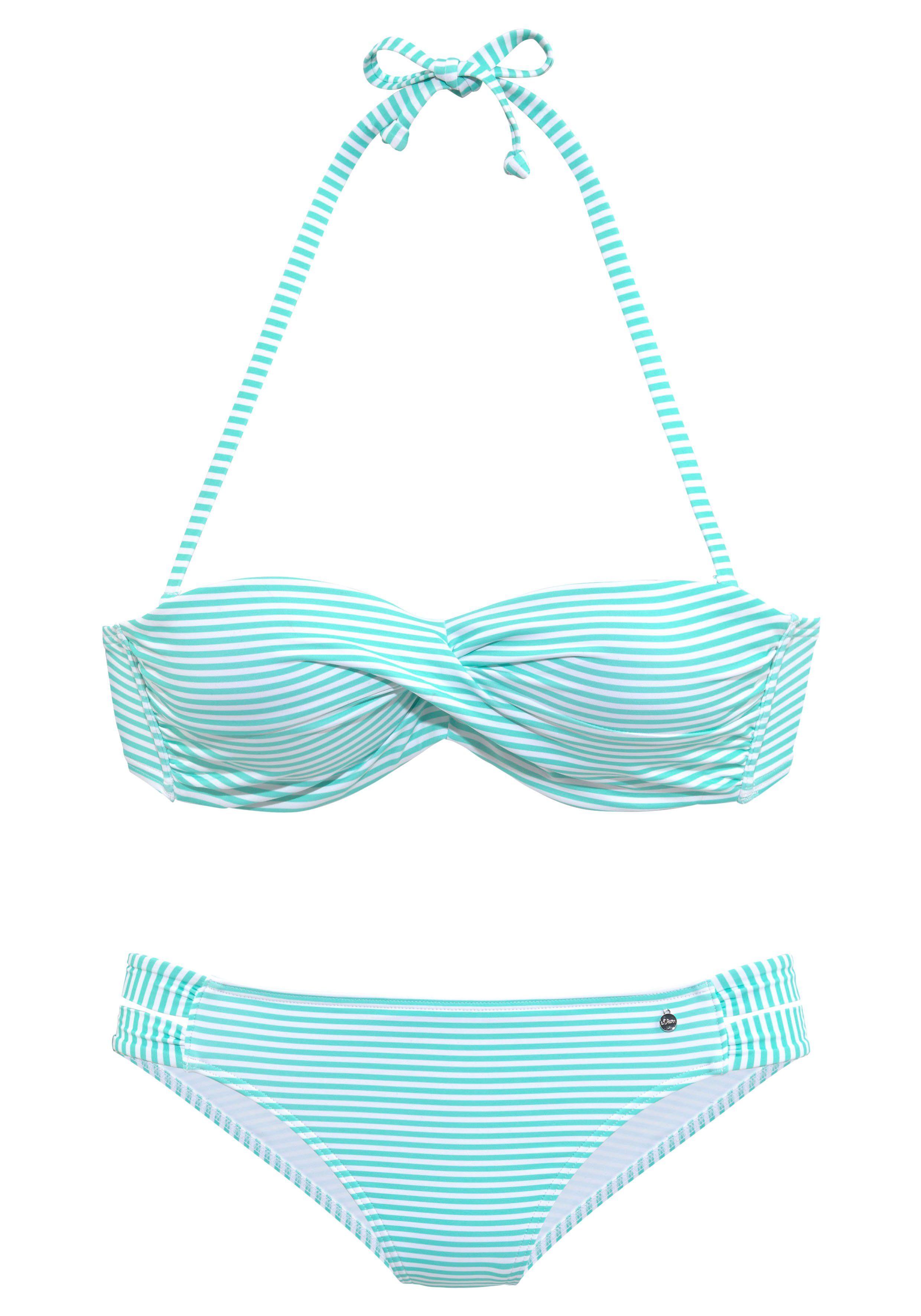 s.Oliver mint-weiß Optik getwisteter Bügel-Bandeau-Bikini in