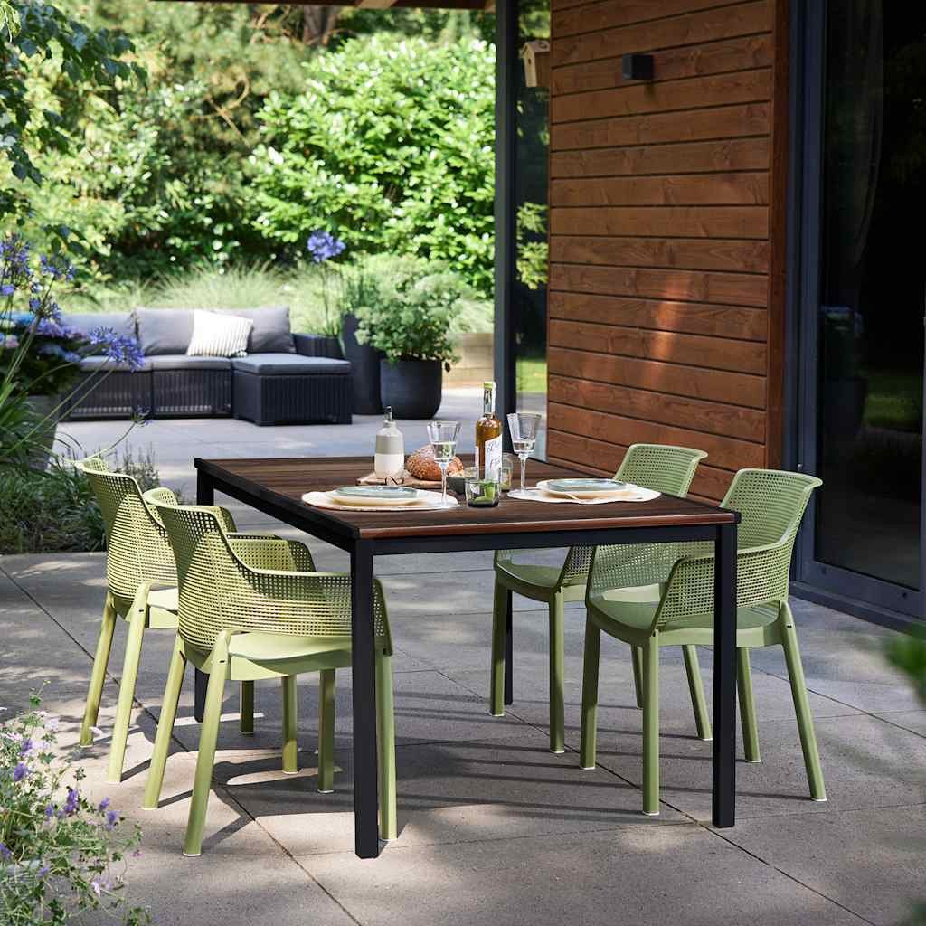 Keter Gartentisch Signature Porto Tisch 160 cm Eschenholz und Schwarz Stahl (1-St)