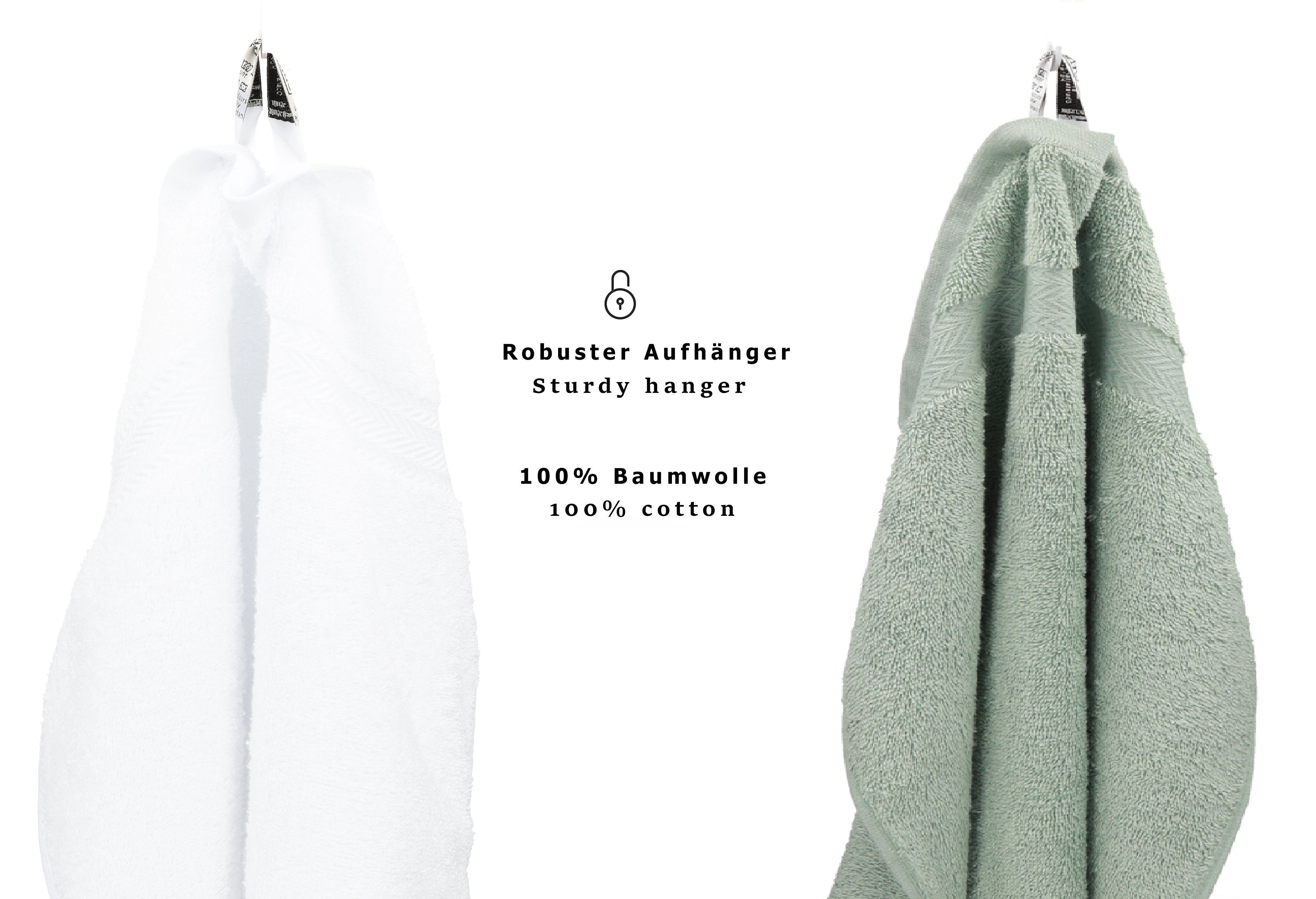 Betz Handtuch Set 12-TLG. Handtuch (12-tlg) weiß/heugrün, 100% Baumwolle, Set Premium Farbe