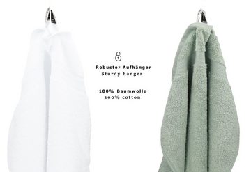 Betz Handtuch Set 12-TLG. Handtuch Set Premium Farbe weiß/heugrün, 100% Baumwolle, (12-tlg)
