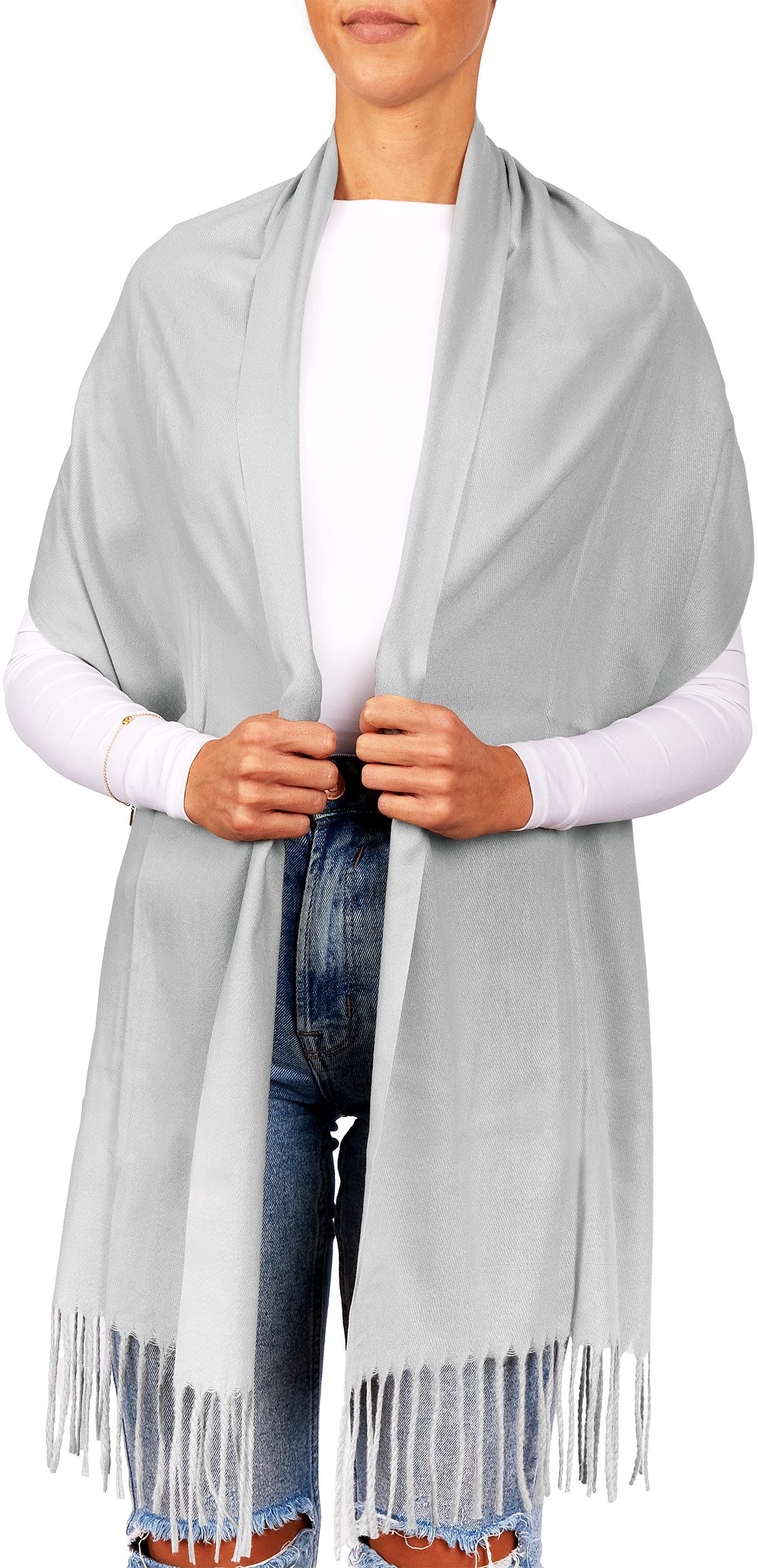 BRUBAKER Schal Cashmirillo Kuschelschal 30/40 x 180 cm Lang Leicht Warm Kuschelig, (Uni-Farben, 1-St. Herbst und Winterschal), Stola Tuch Schal mit Fransen für Damen und Herren