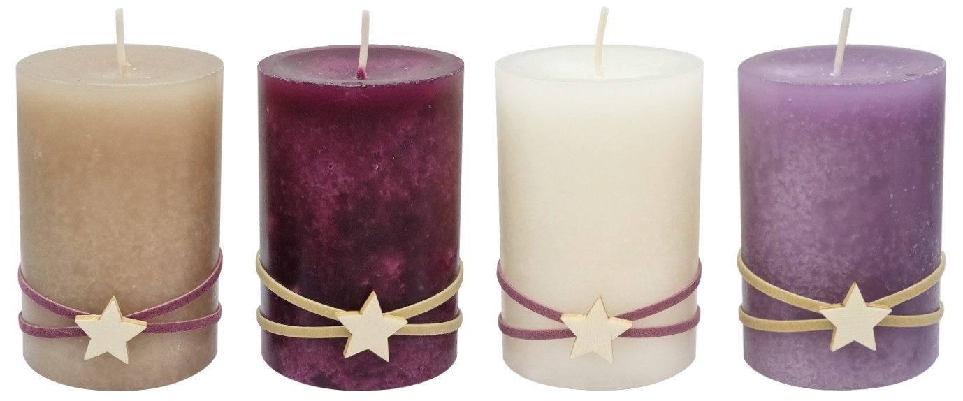ZauberDeko Adventskerze Adventskerzen Stumpenkerzen Beige Beere Flieder Cre günstig online kaufen