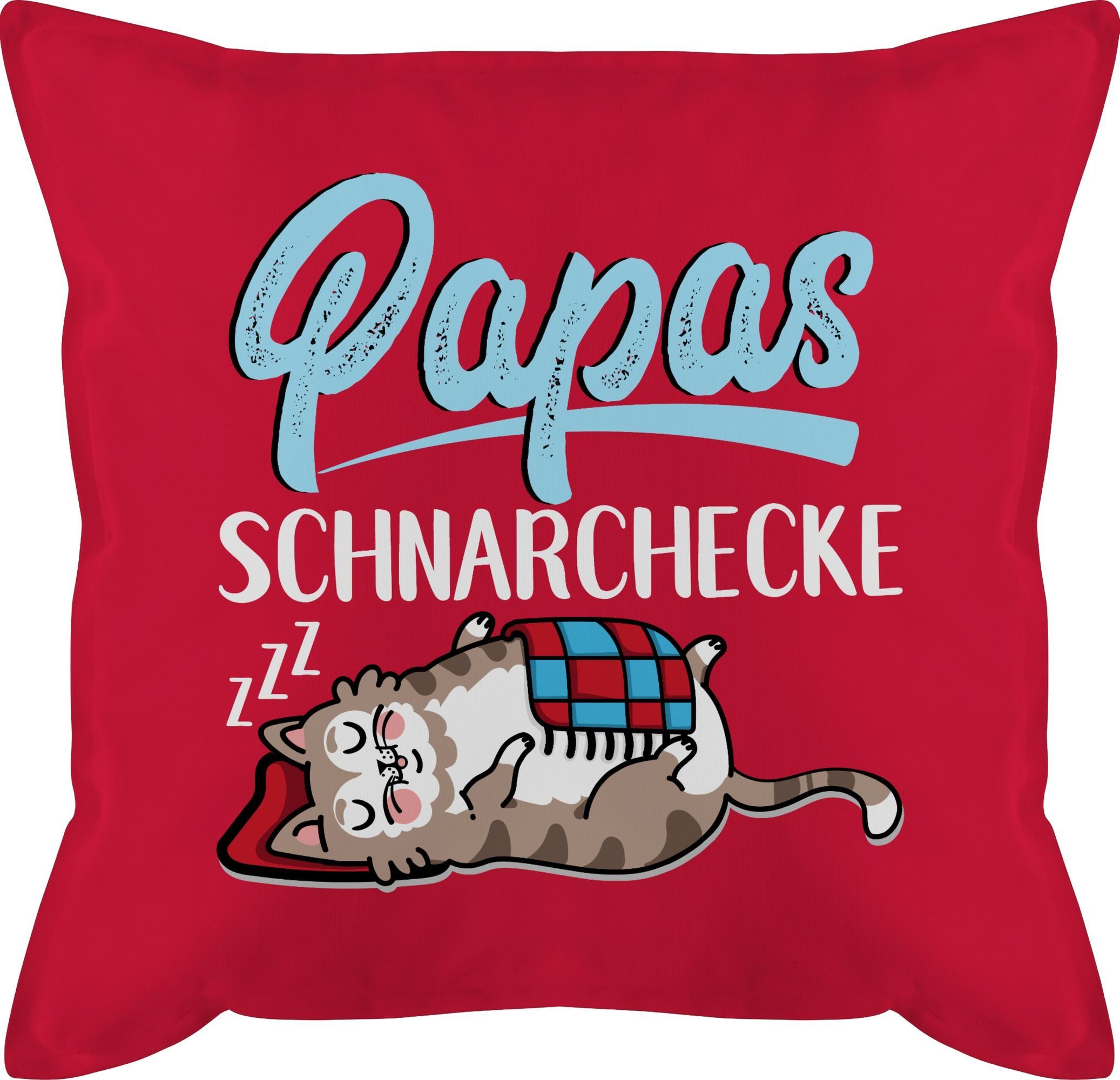 Shirtracer Dekokissen Papas Schnarchecke Katze 2 Kissen Rot weiß/blau, - Vatertagsgeschenk