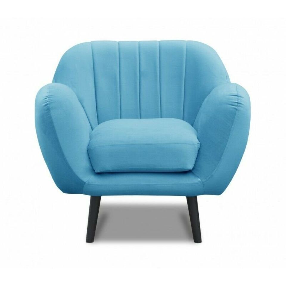 JVmoebel Sessel, Designer Sessel Polster Fernseh Sofa Couch 1 Sitzer Designer Klassische Couchen Blau
