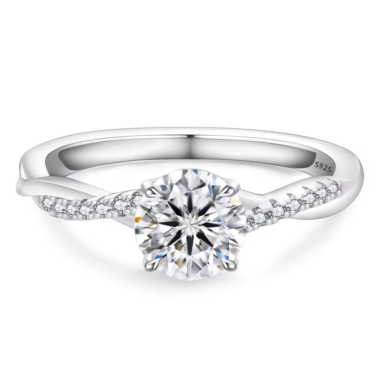 ROUGEMONT Verlobungsring Funkelnder Damenring Moissanit VVS1-D 1,0ct mit Echtheitszertifikat, High-End Design – minimalistisch, modern & zeitlos elegant