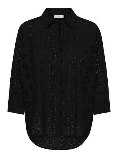 JACQUELINE de YONG Blusenshirt Trendiges Hemd mit Lochstickerei und längerer Rückenpartie 7443 in Schwarz